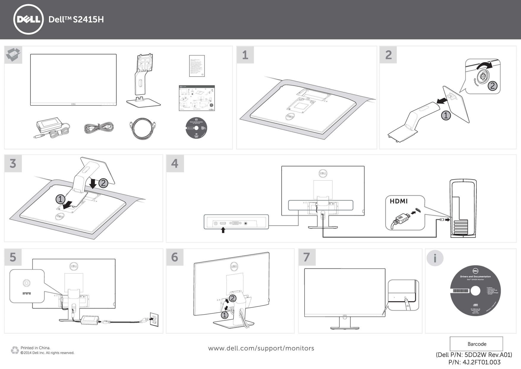 Dell S2415H Quick User Guide - Dell - Page 1