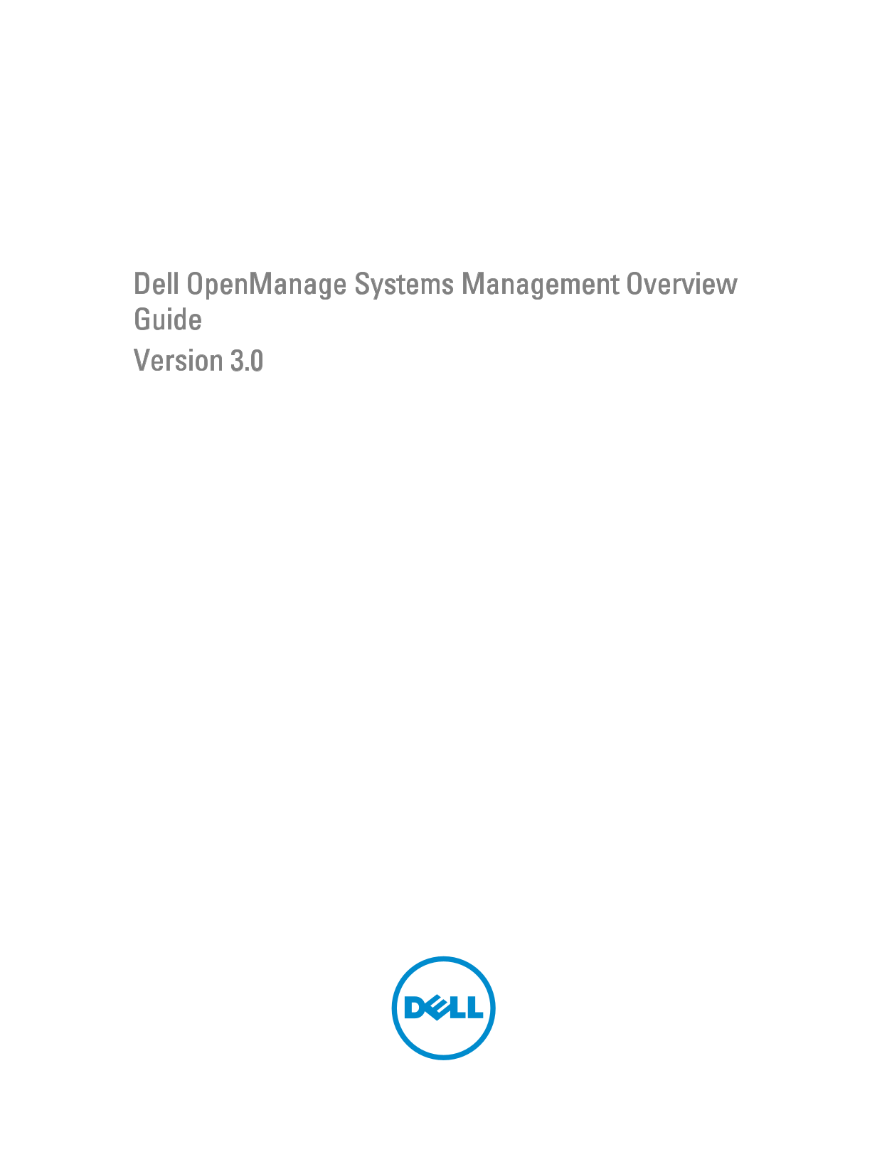Dell OpenManage Systems Management Overview Guide Version 3.0 User Manual - Page 1