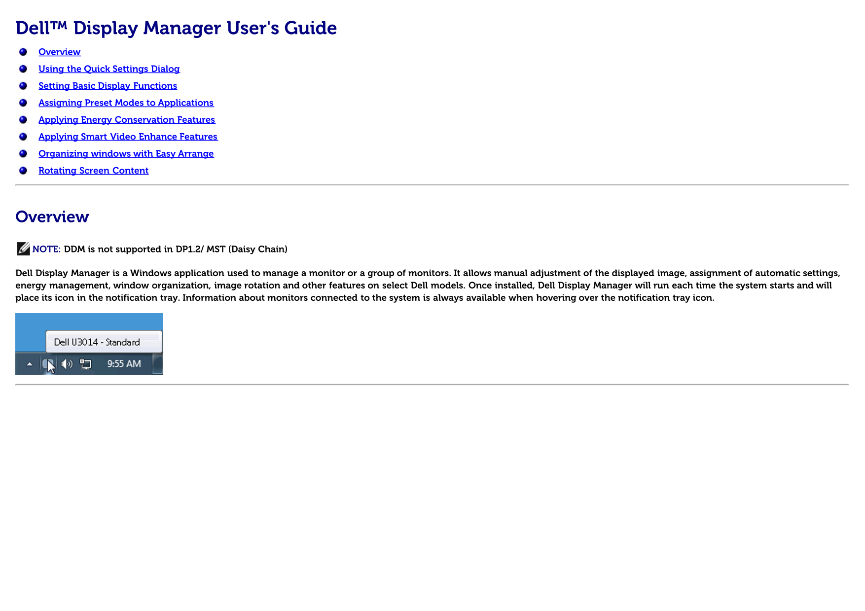 Dell U3014 Dell Display Manager User's Guide - Page 1