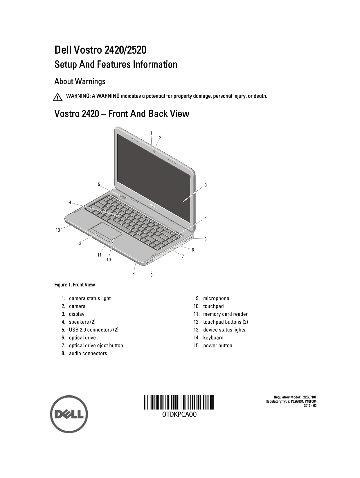 Dell Vostro 2420 Setup and Features Info Tech Sheet - Page 1