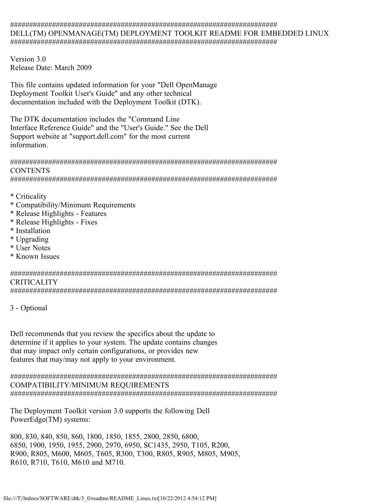 Dell OpenManage Deployment Toolkit Version 3.0 Readme - Linux User Guide - Page 1