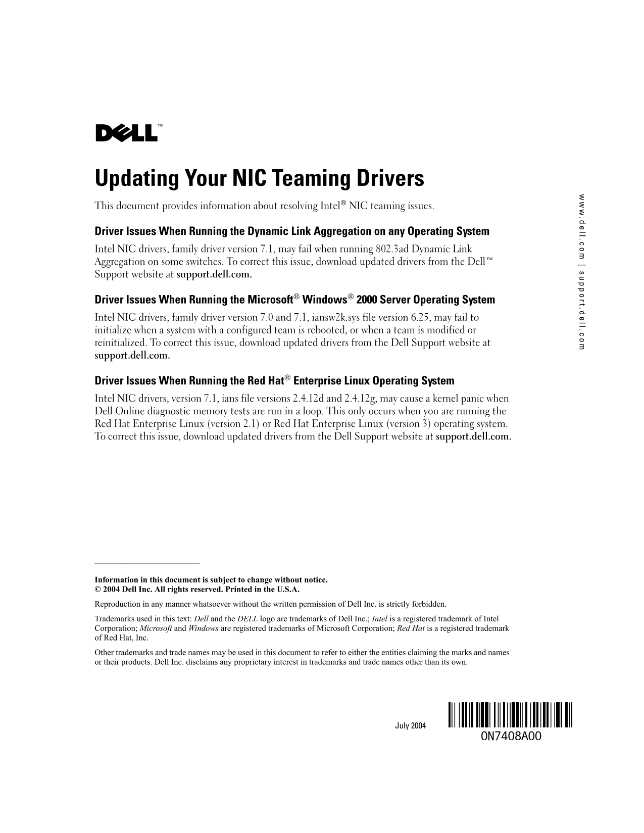 Updating Your NIC Teaming Drivers for Dell Systems - User Guide & Manual - Page 1