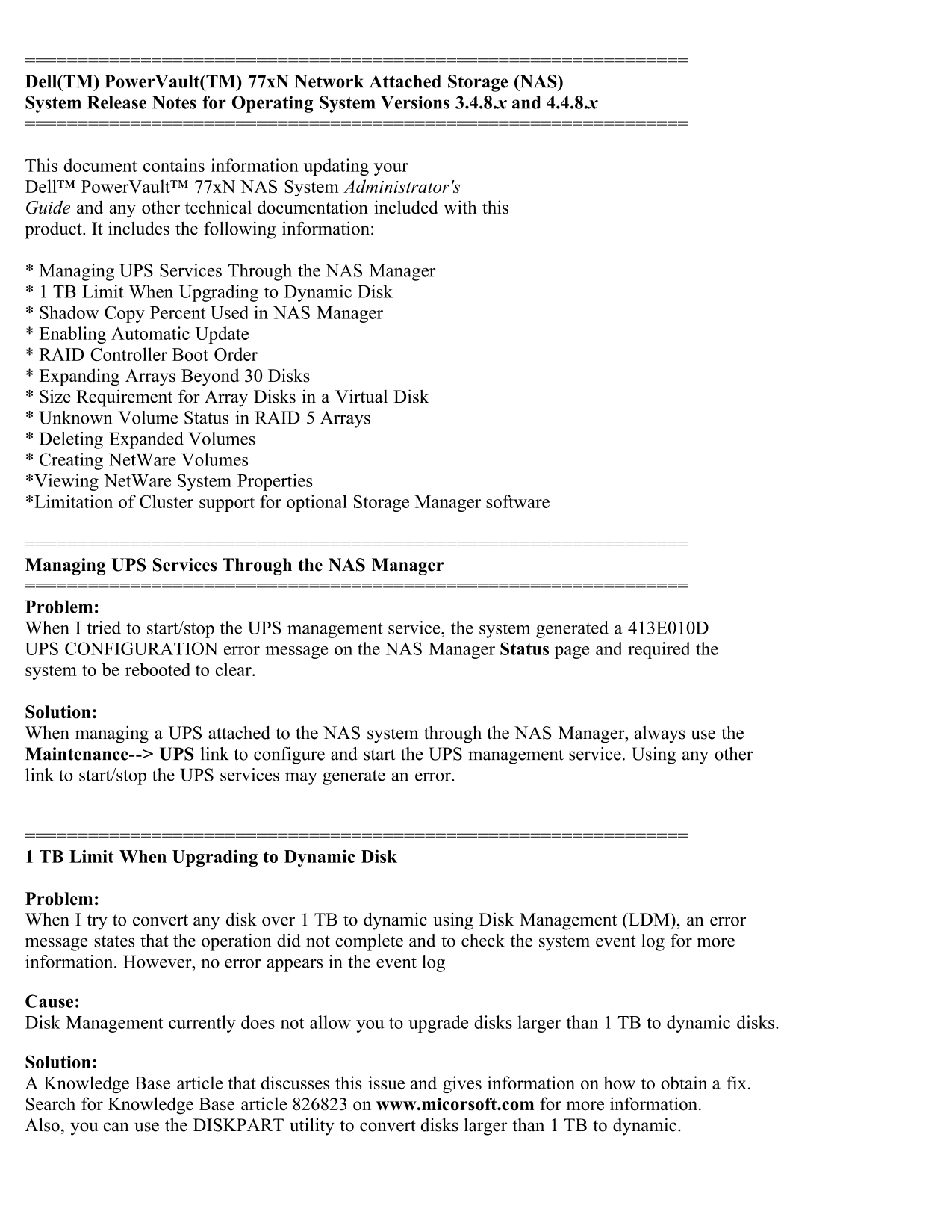 Dell Release Notes v3.4.8.x and 4.4.8.x Owner's Manual - Page 1