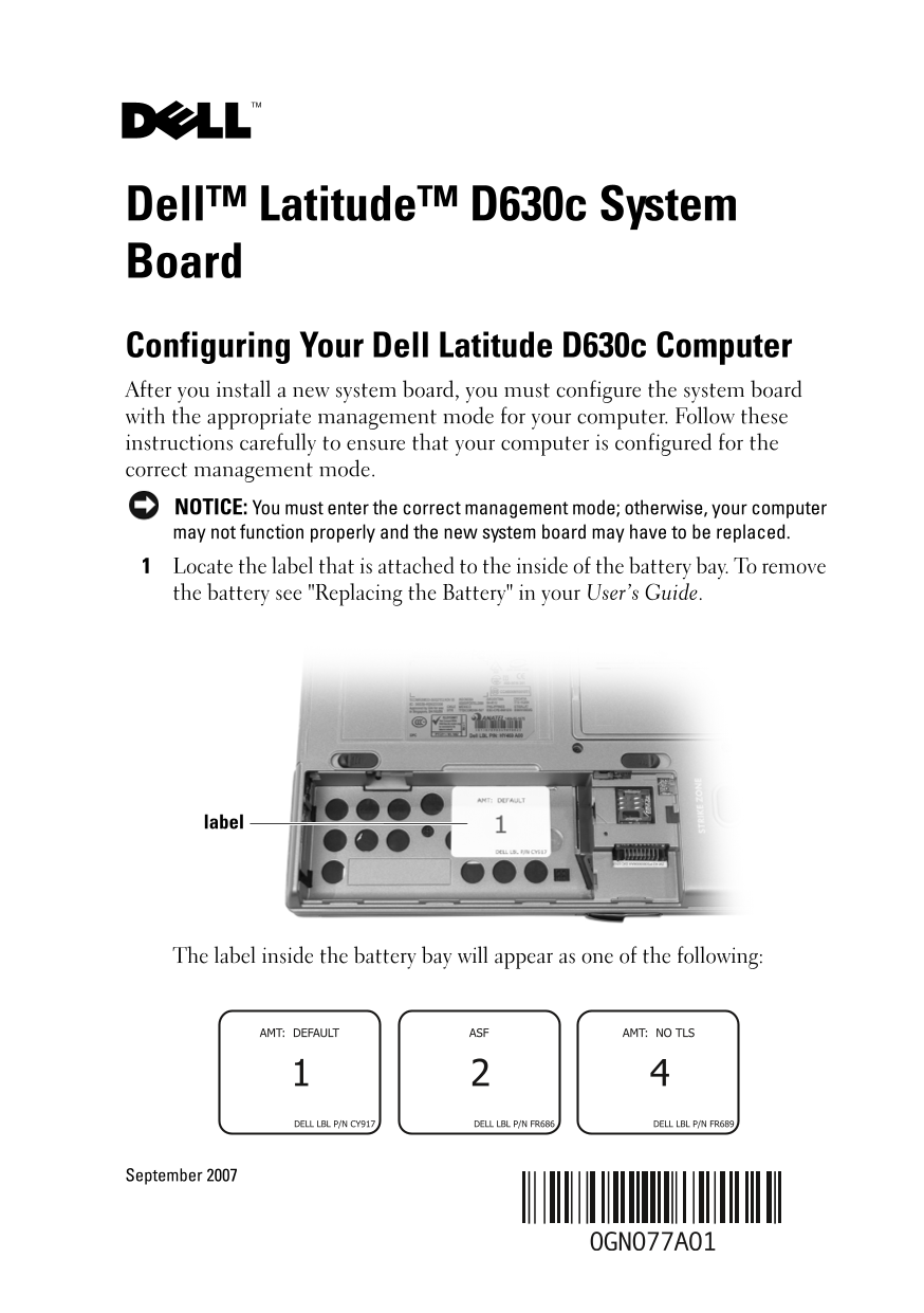 Dell Tech Sheet - System Board Owner's Manual - Page 1