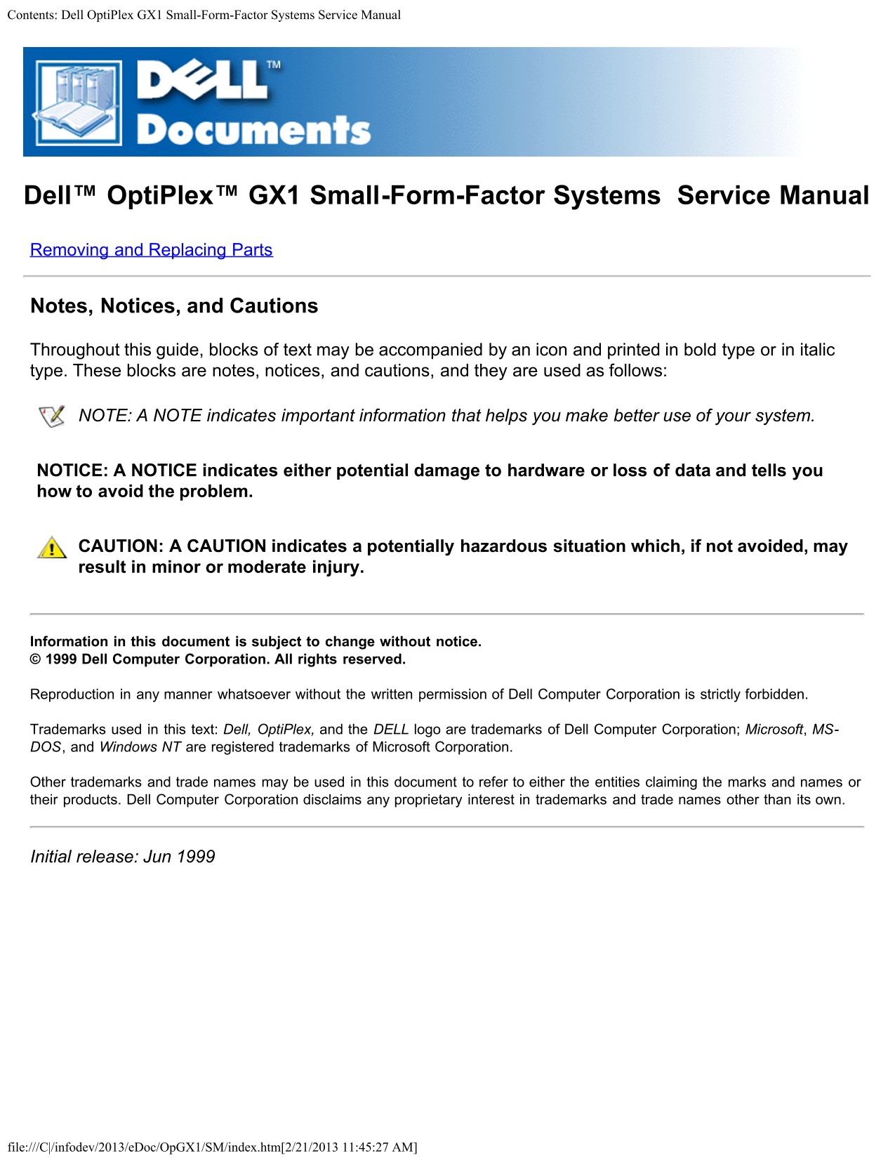 Dell OptiPlex G1 Service Manual - Page 1