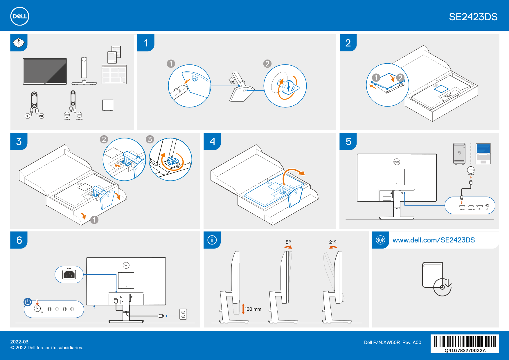 Dell SE2423DS Monitor Quick Start Guide - Page 1