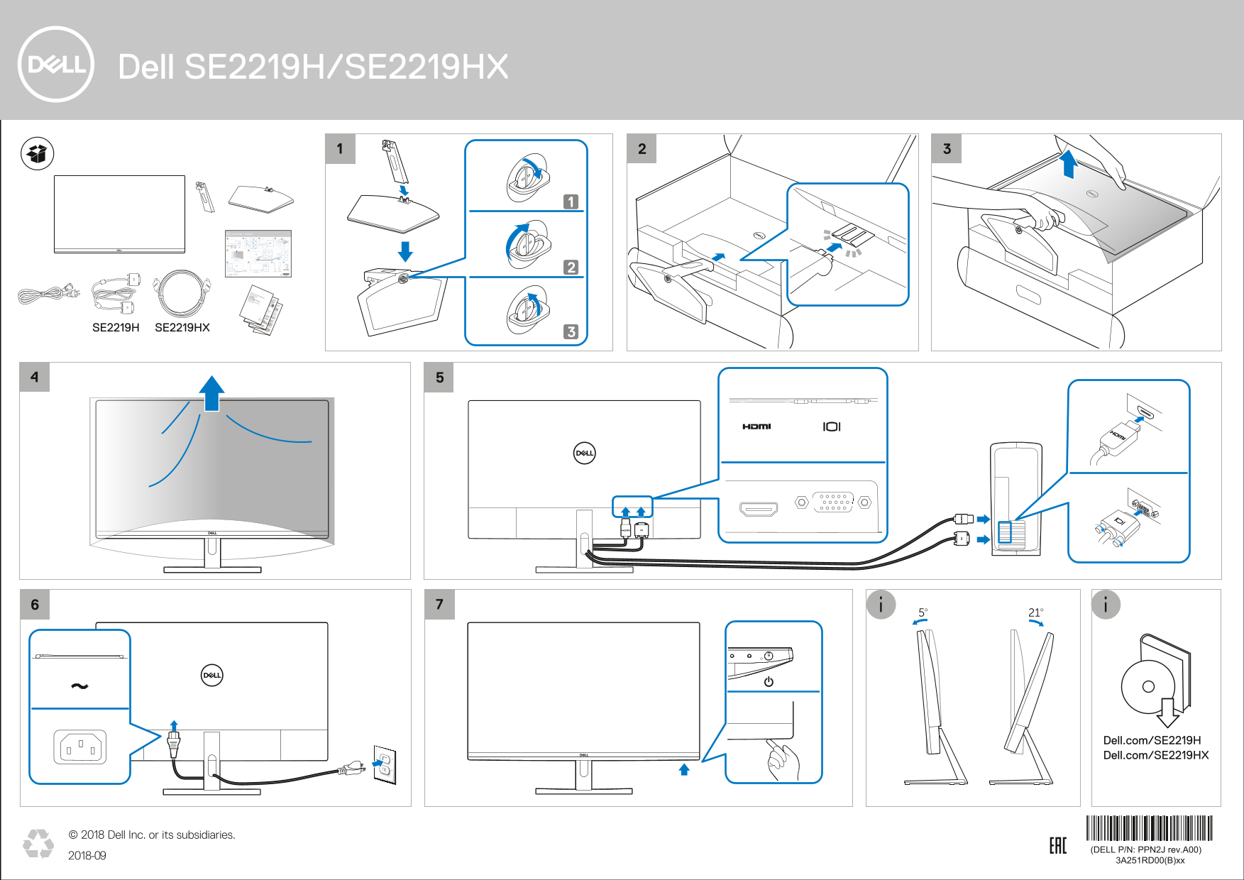 Dell SE2219H_SE2219HX Monitor Quick User Guide - Page 1