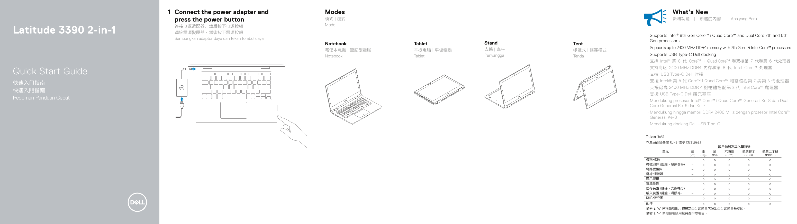 Dell Latitude 3390 2-in-1 Quick Install Guide - Page 1
