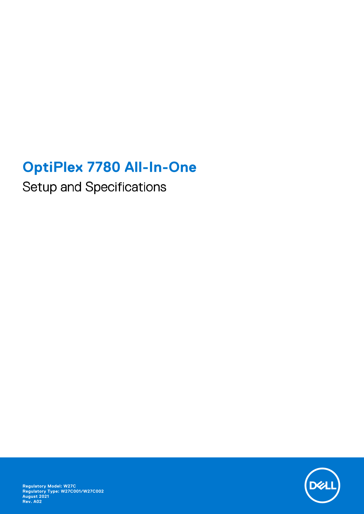 Dell OptiPlex 7780 All-in-One Setup Guide and Specifications - Page 1