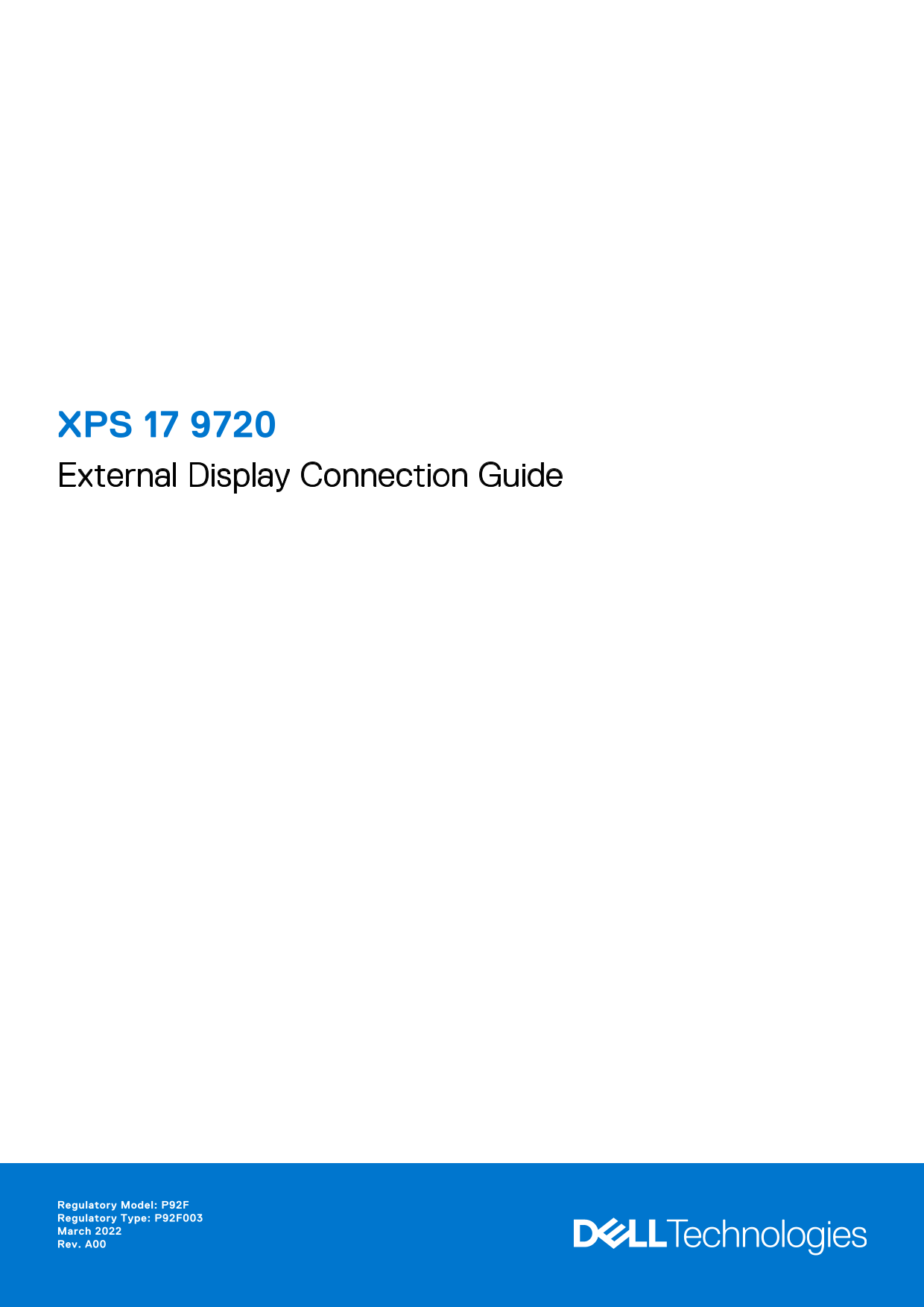 Dell XPS 17 9720 External Display Connection Guide - Page 1