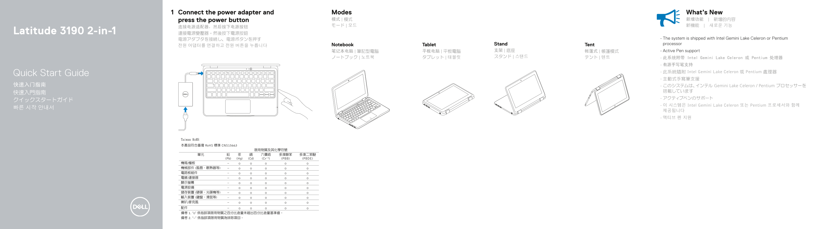 Dell Latitude 3190 2-in-1 Quick User Guide - Page 1