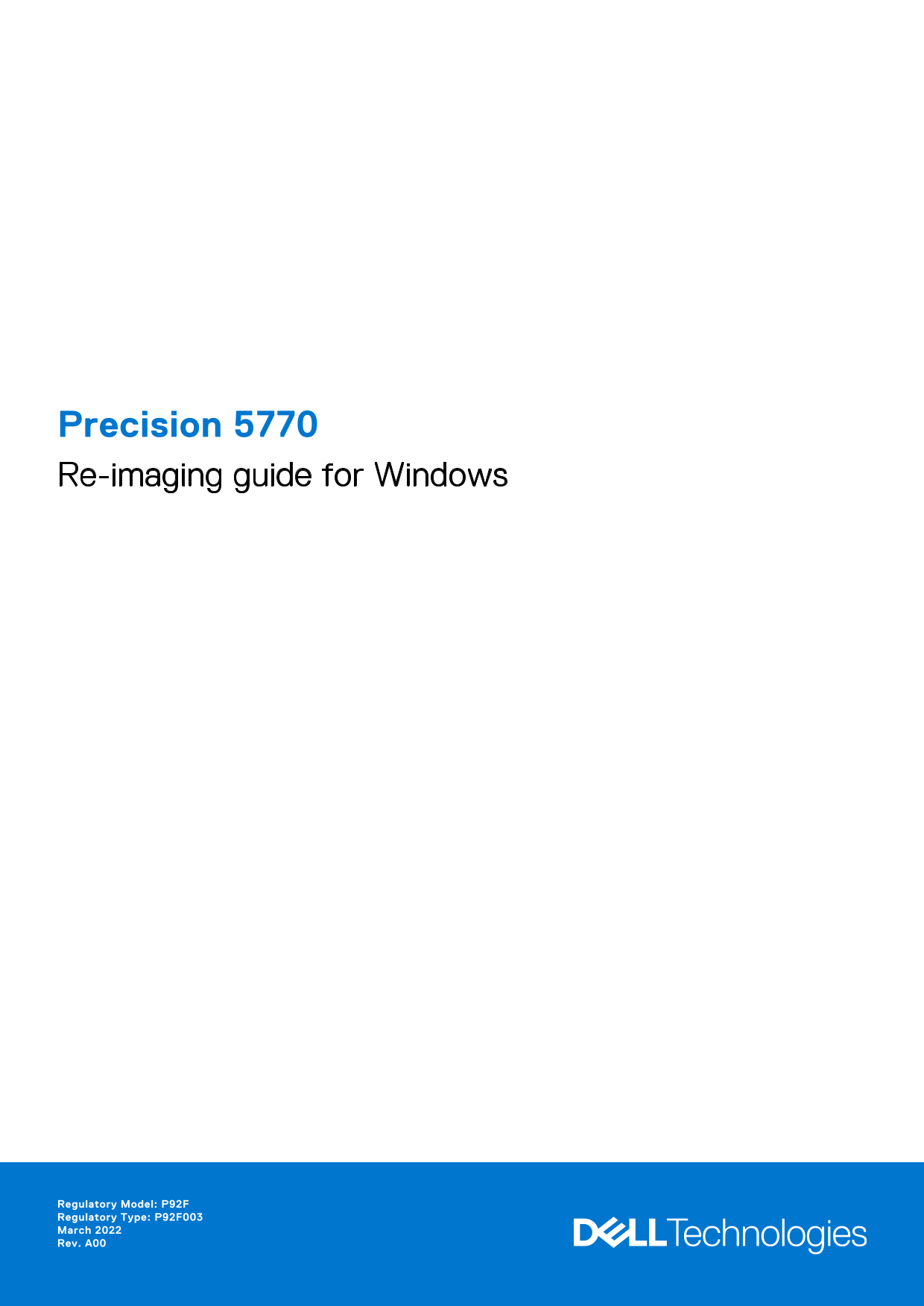 Dell Precision 5770 Re-Imaging Guide for Windows - Page 1