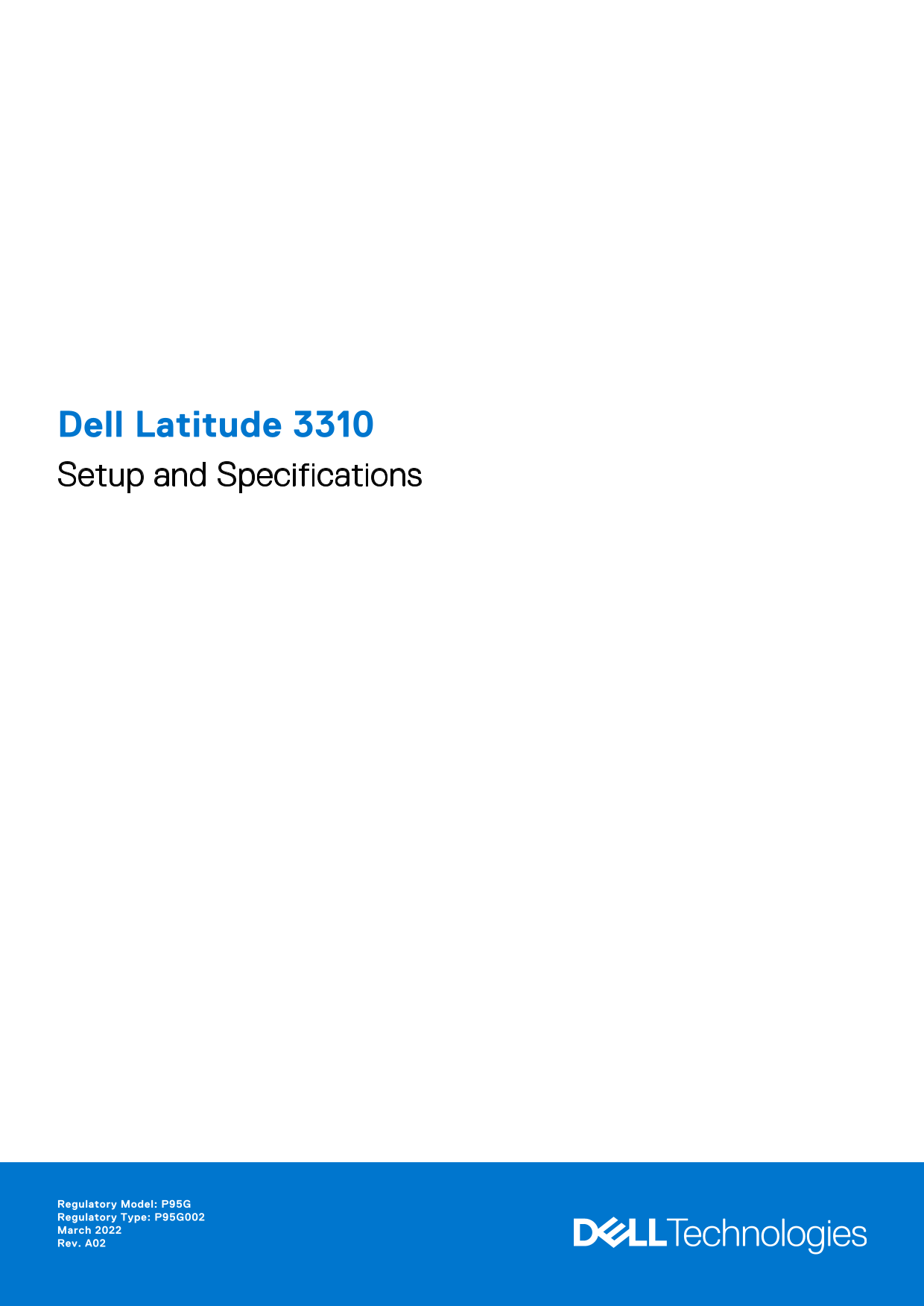 Dell Latitude 3310 Setup Guide & Specifications - Page 1