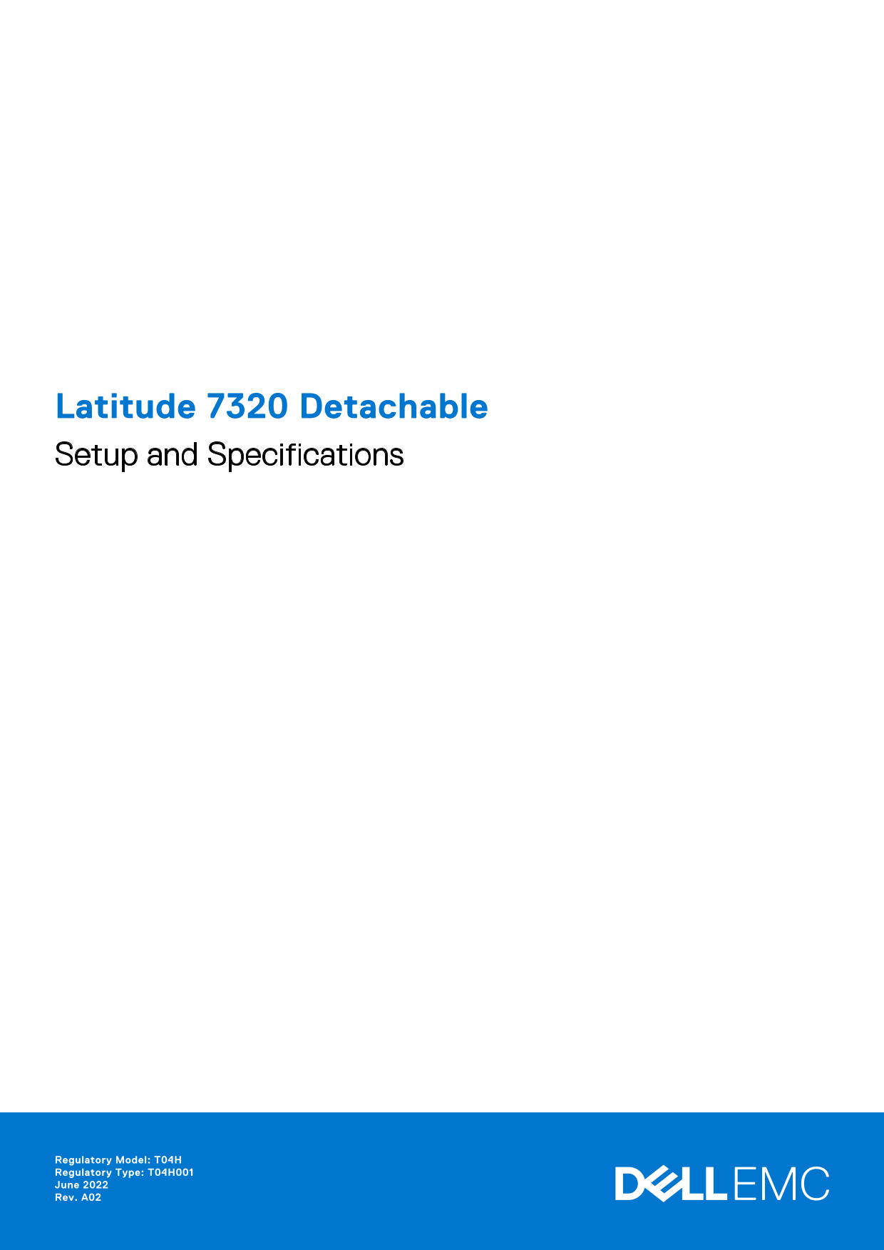 Dell Latitude 7320 Detachable Setup Guide and Specifications - Page 1