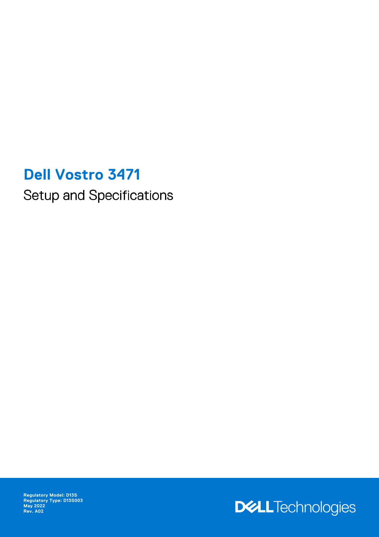 Dell Vostro 3471 Setup Guide and Specifications - Page 1