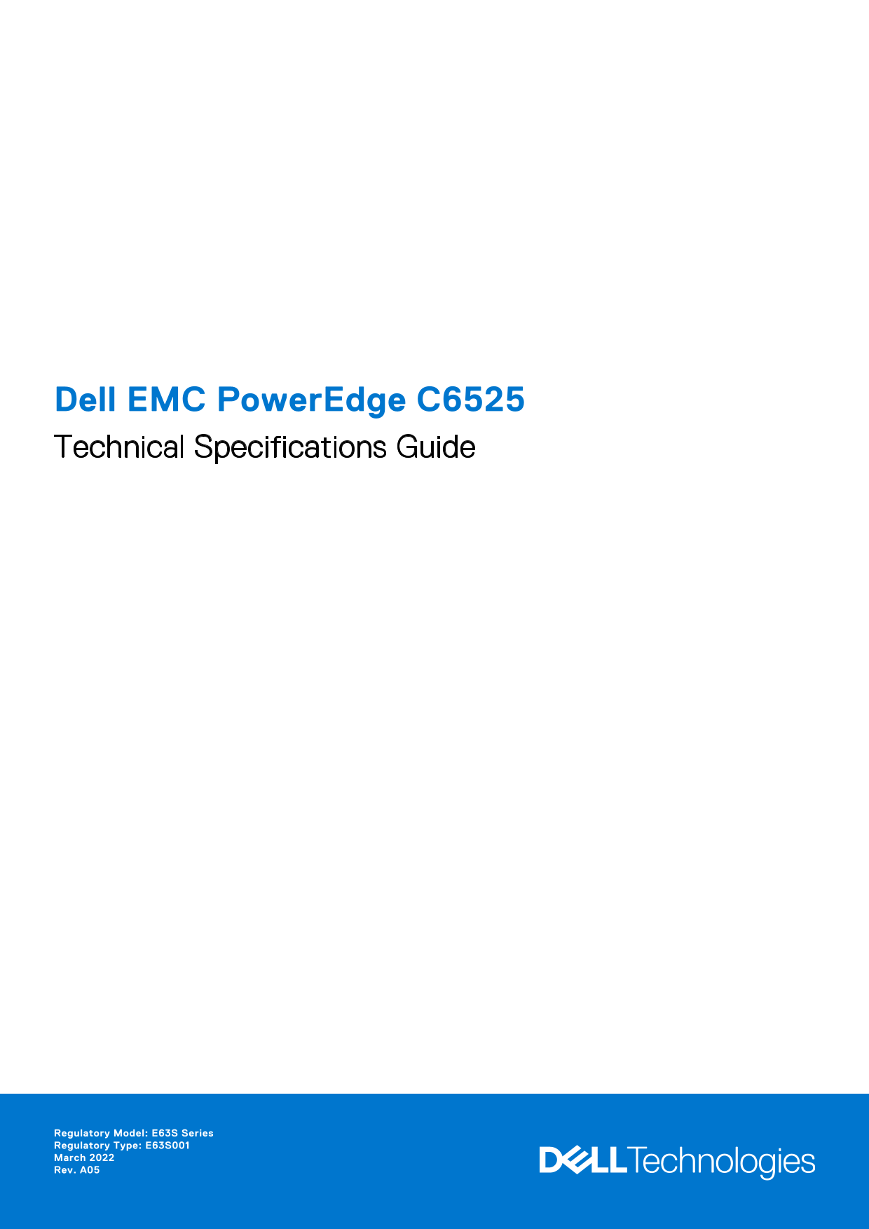 Dell EMC PowerEdge C6525 Technical Specifications Guide - Page 1