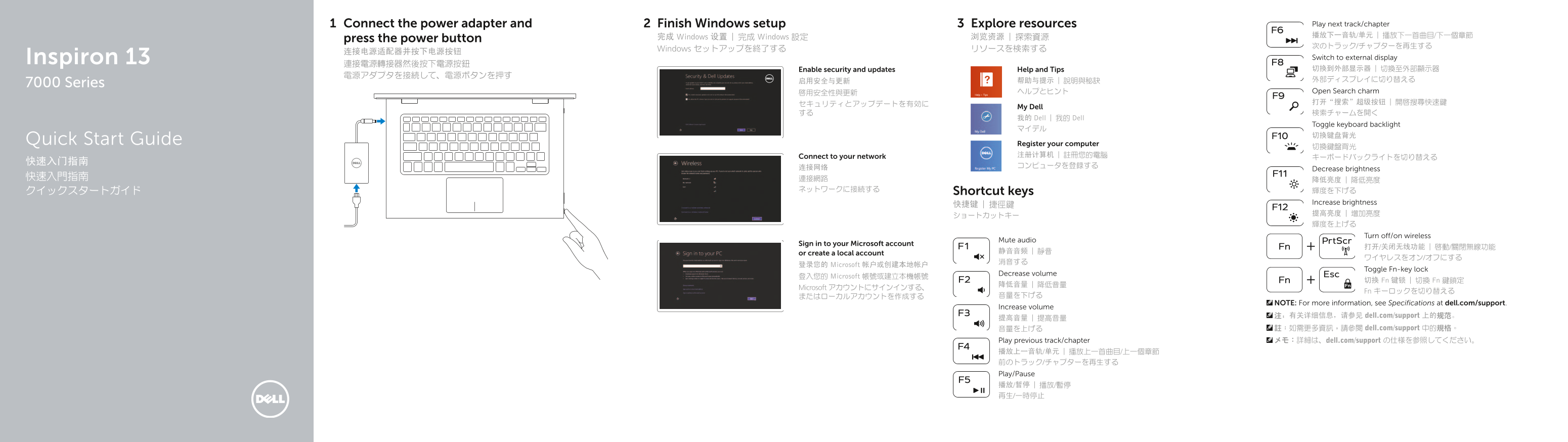 Dell Inspiron 13 7347 Quick Start Guide - Page 1