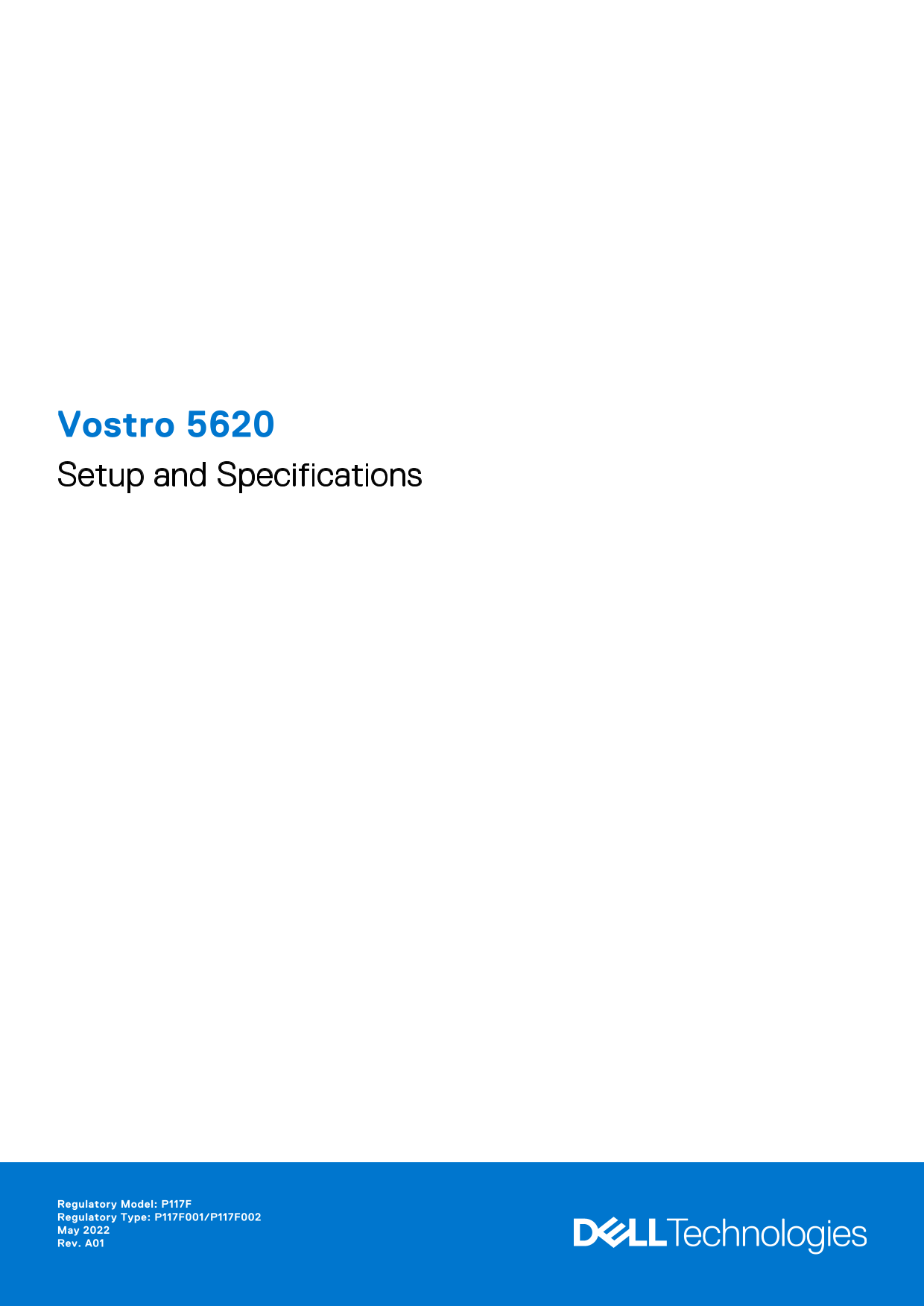 Dell Vostro 5620 Setup Guide & Specifications - Page 1