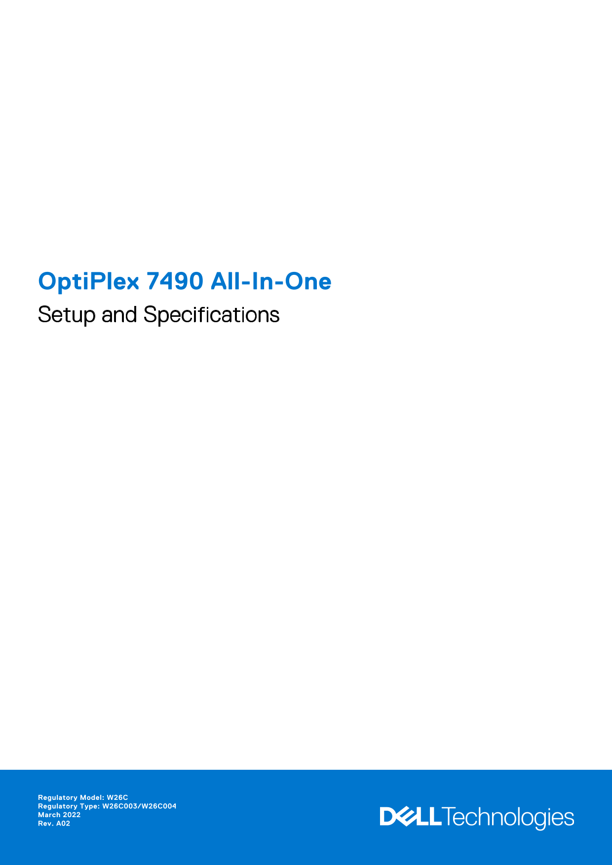 Dell OptiPlex 7490 All-in-One Setup Guide and Specifications - Page 1