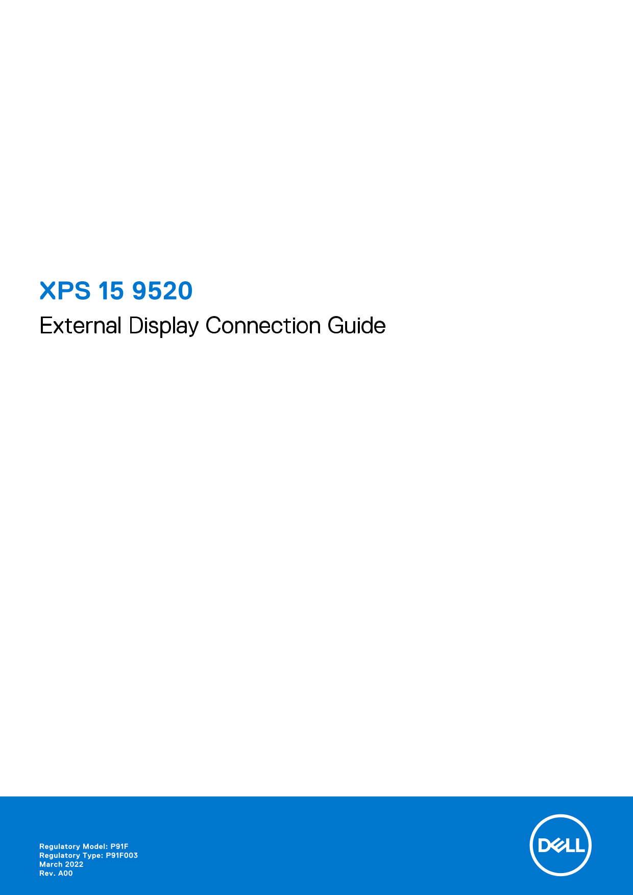 Dell XPS 15 9520 External Display Connection Guide - Page 1