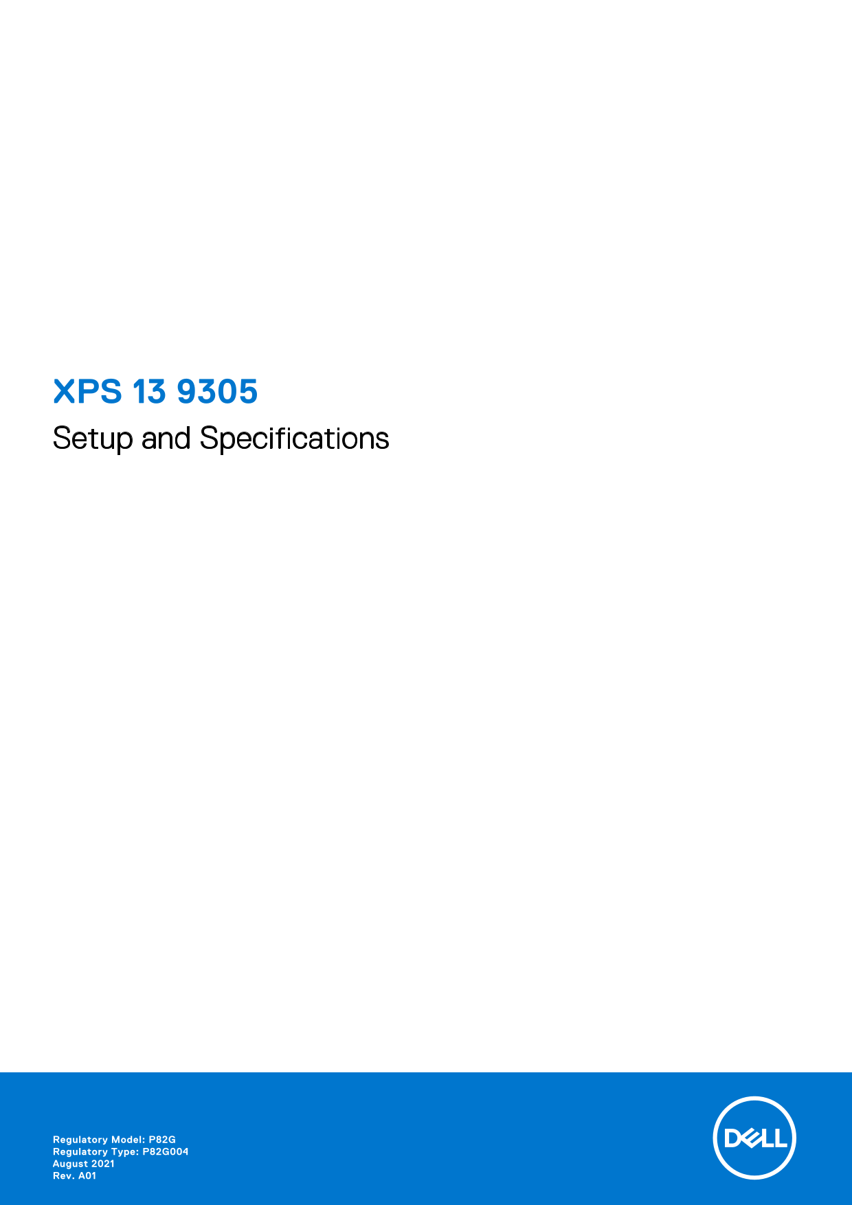 Dell XPS 13 9305 Setup Guide and Specifications - Page 1
