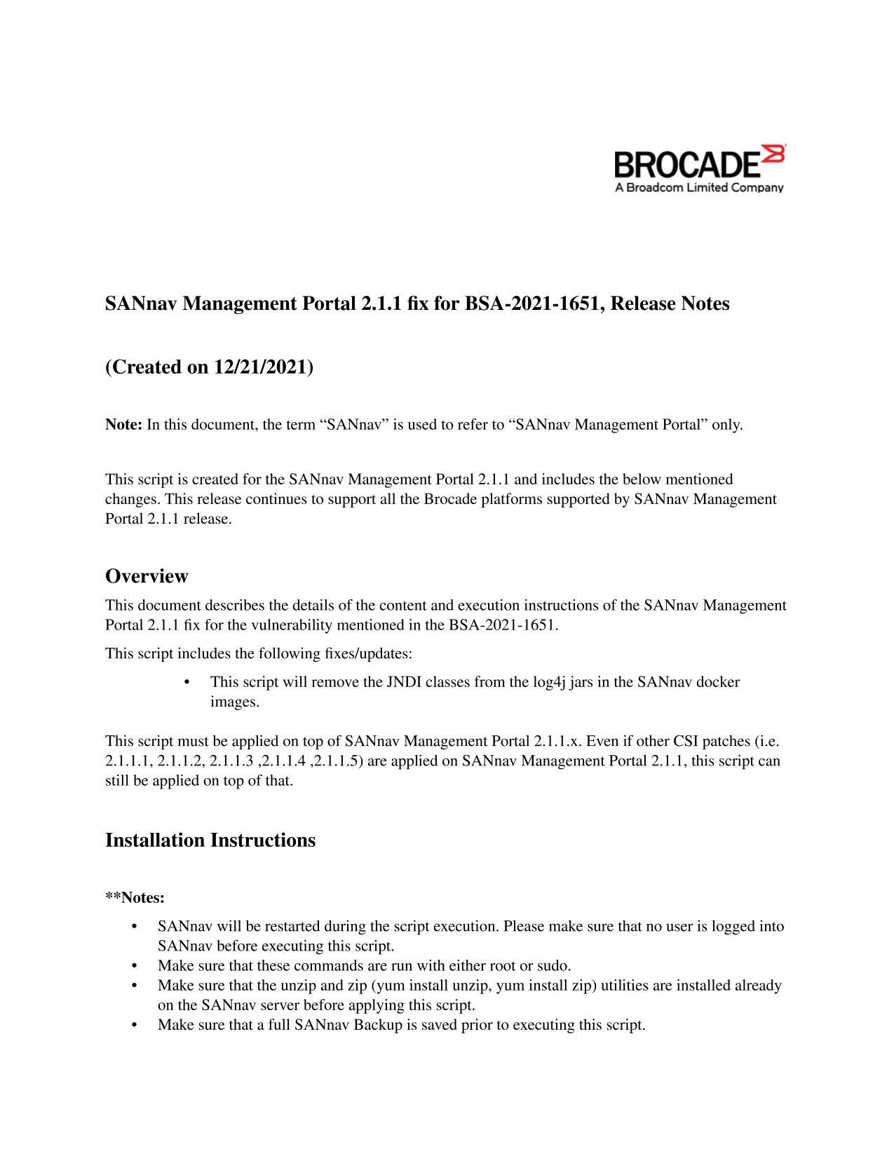 Dell SANnav Management Portal 2.1.1 BSA2021 1651 Script Instruction - Page 1
