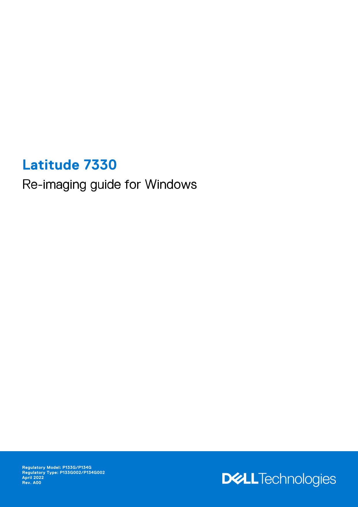 Dell Latitude 7330 Re-Imaging Guide for Windows - Page 1
