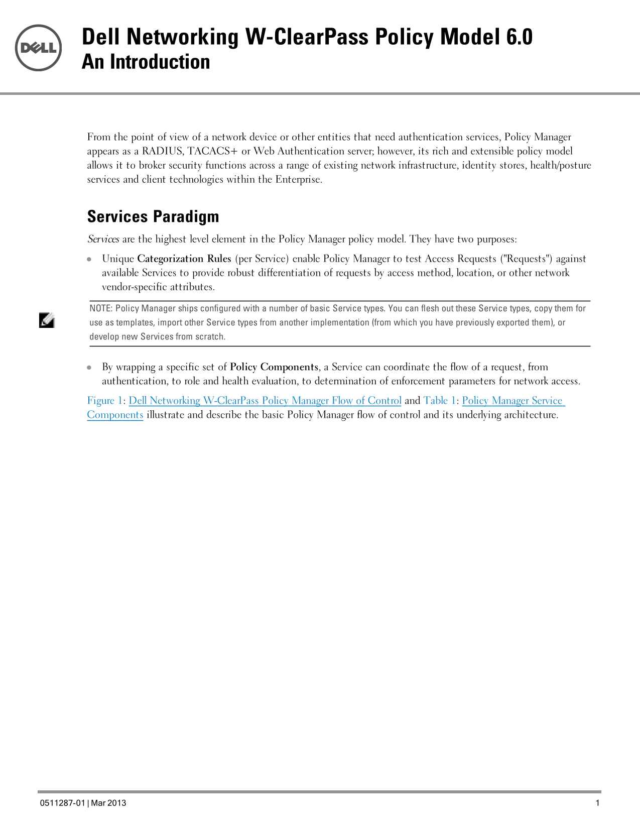 Dell Powerconnect W--clearpass Hardware Appliances W-clearpass Policy Model - Page 1