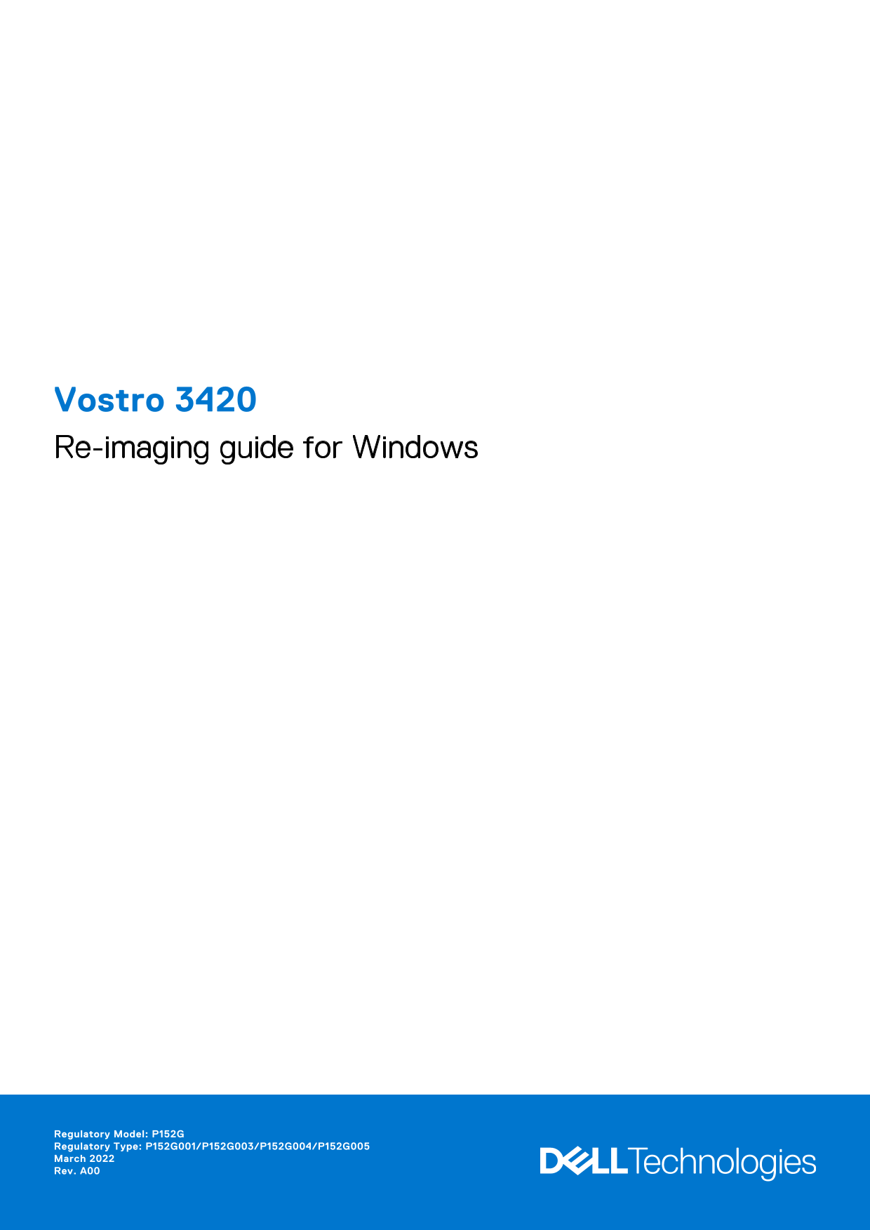 Dell Vostro 3420 Re-Imaging Guide for Windows - Page 1