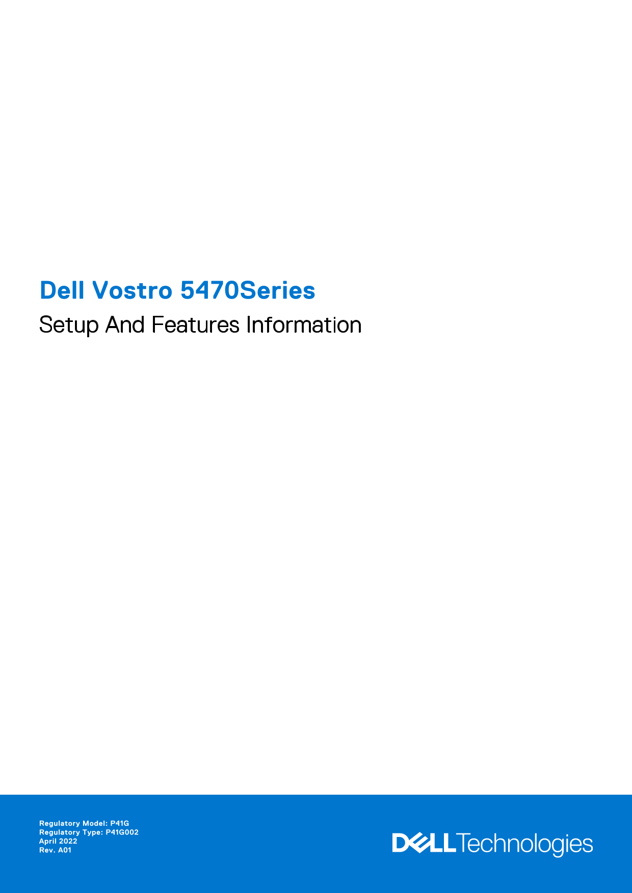 Dell Vostro 5470Series Setup and Features Information - Page 1