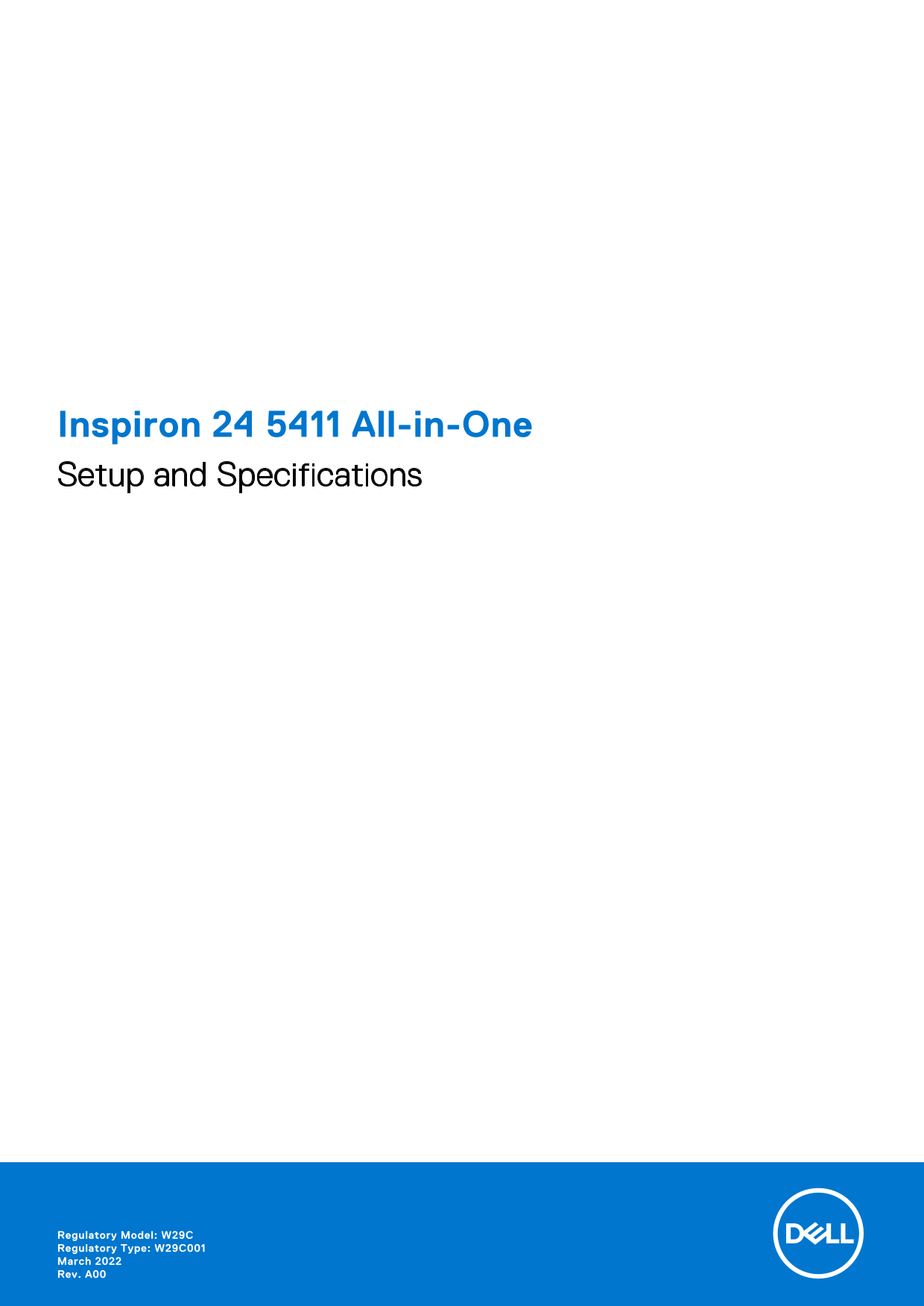 Dell Inspiron 24 5411 All-in-One Setup Guide and Specifications Owner's Manual - Page 1