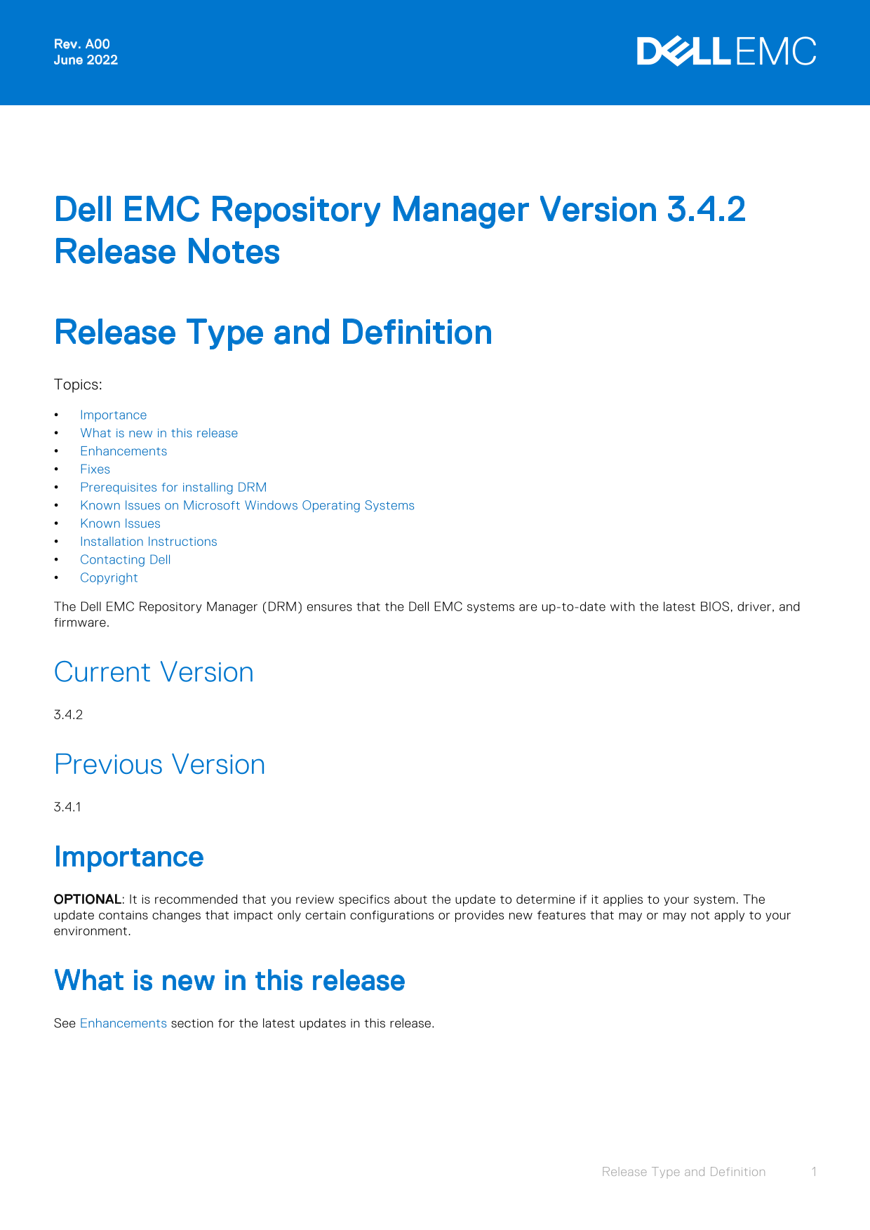 Dell EMC Repository Manager Version 3.4.2 Release Notes - Page 1