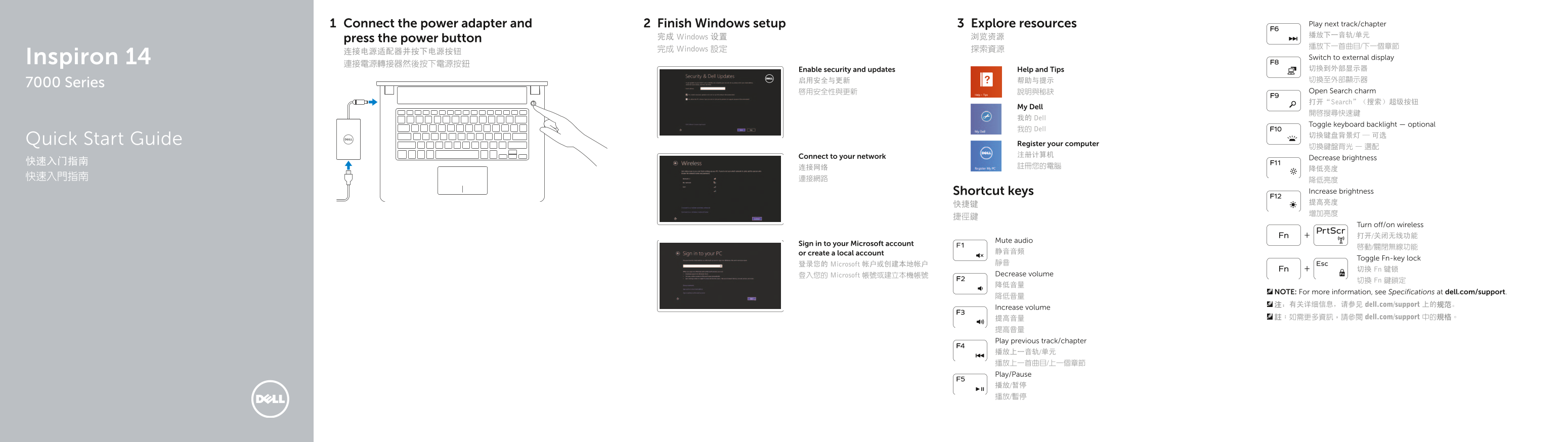 Dell Inspiron 14 7447 Quick Startup Guide - Page 1