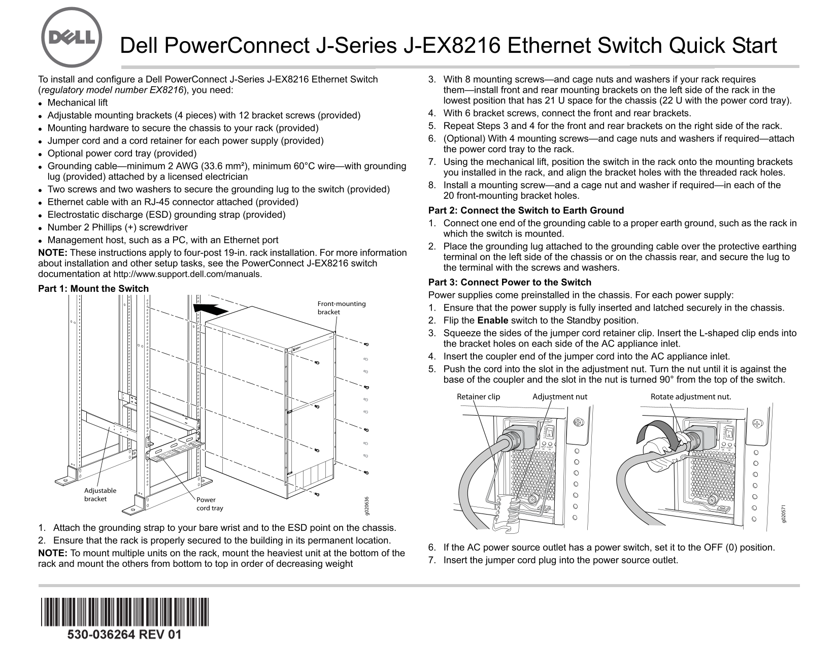 Dell PowerConnect J-8216 Ethernet Switch Quick User Guide - Page 1