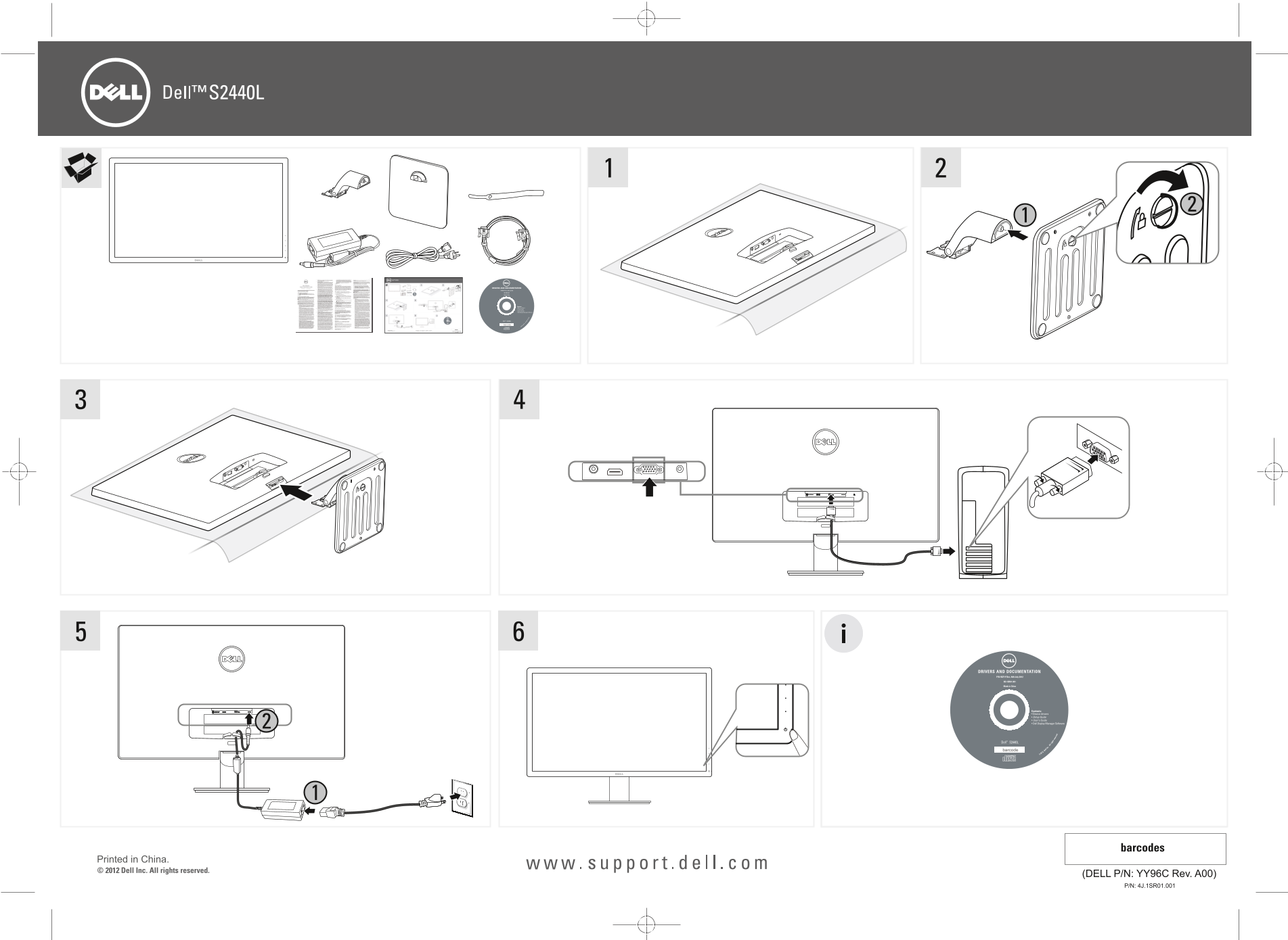 Dell S2440L Monitor Setup Guide - Page 1