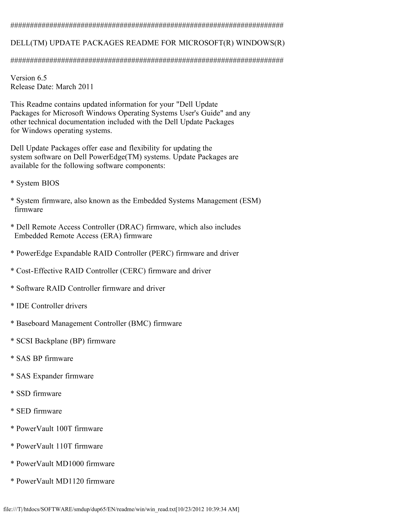 Dell Readme For Windows User's Manual - Page 1