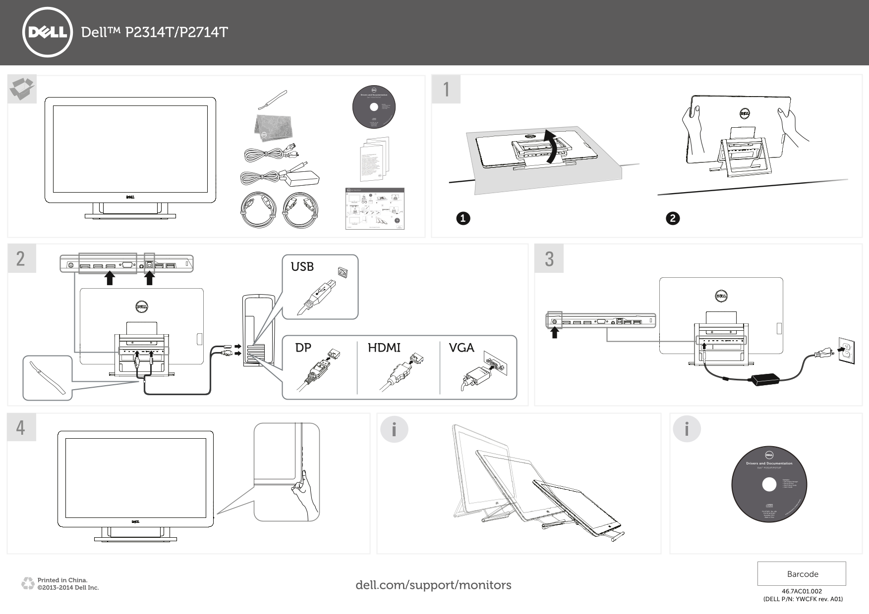 Dell P2314T P2714T Monitor Quick User Guide - Page 1