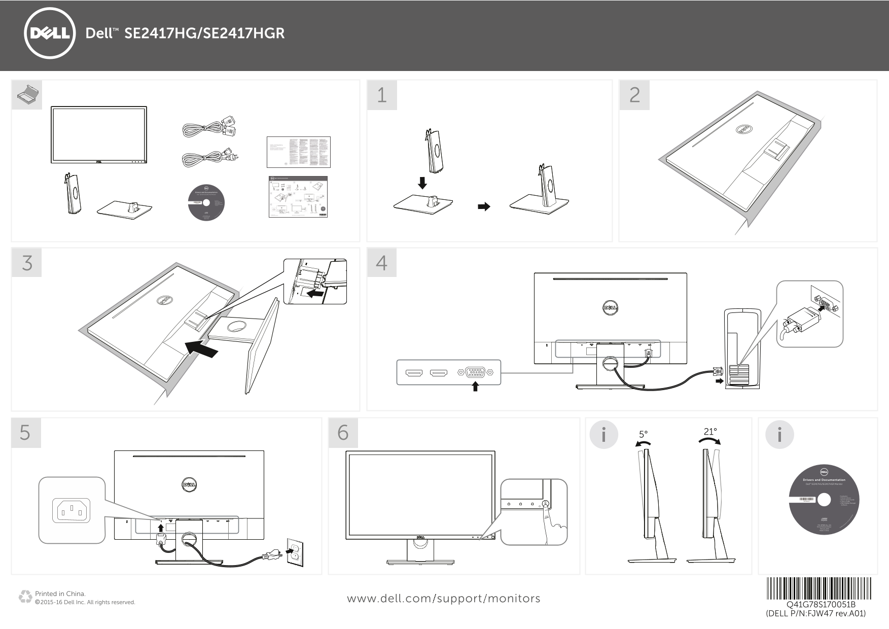 Dell SE2417HG Quick User Guide - Page 1