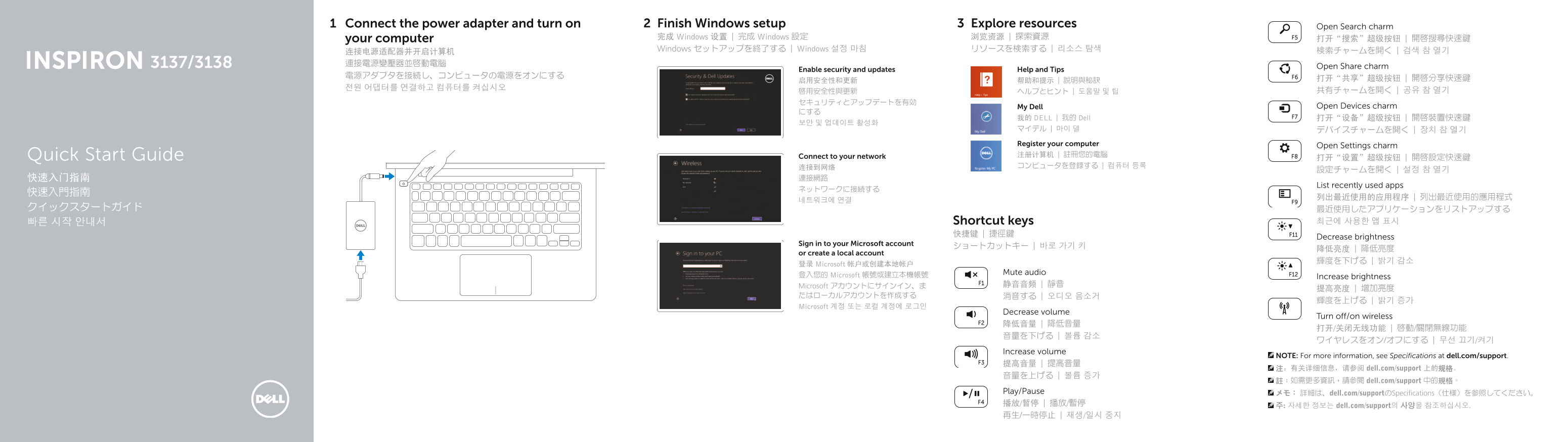 Dell Inspiron 11 3138 Quick Start Guide - Page 1
