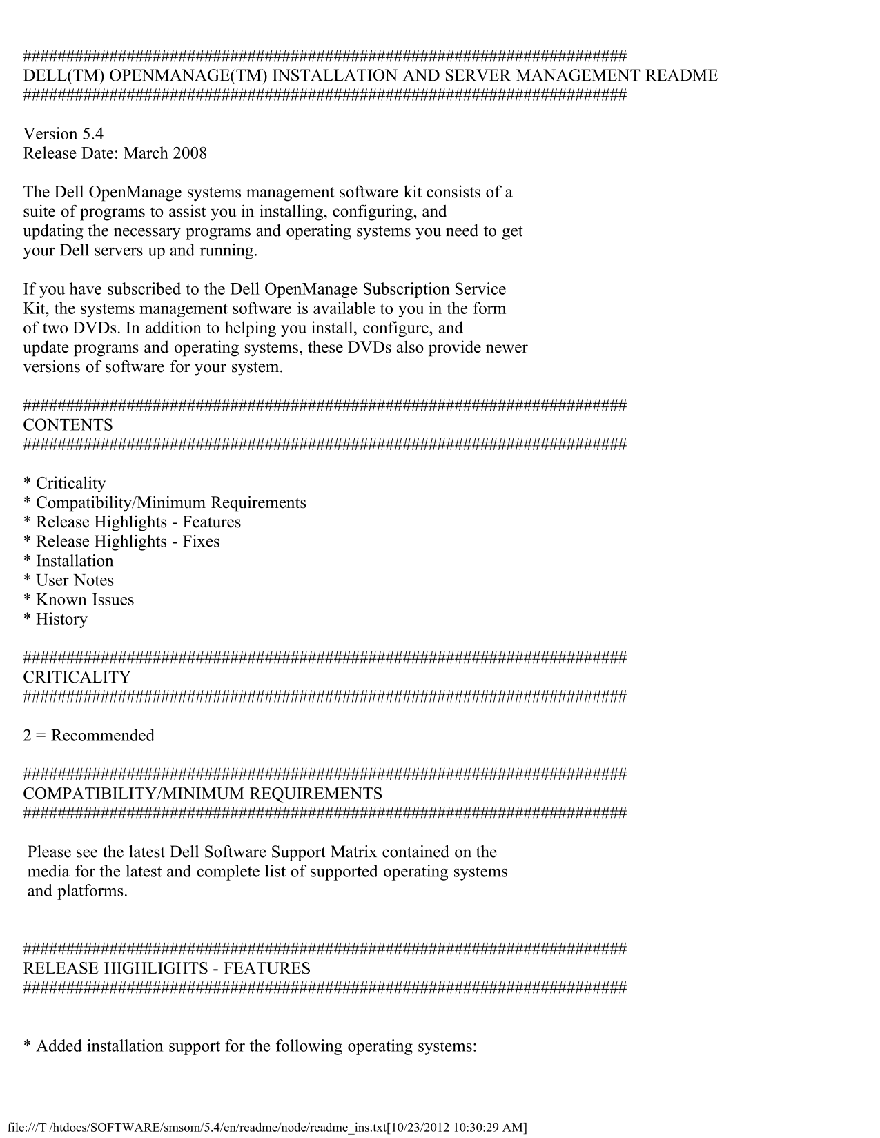 Dell OpenManage Software 5.4 Readme (Node) User Guide - Page 1