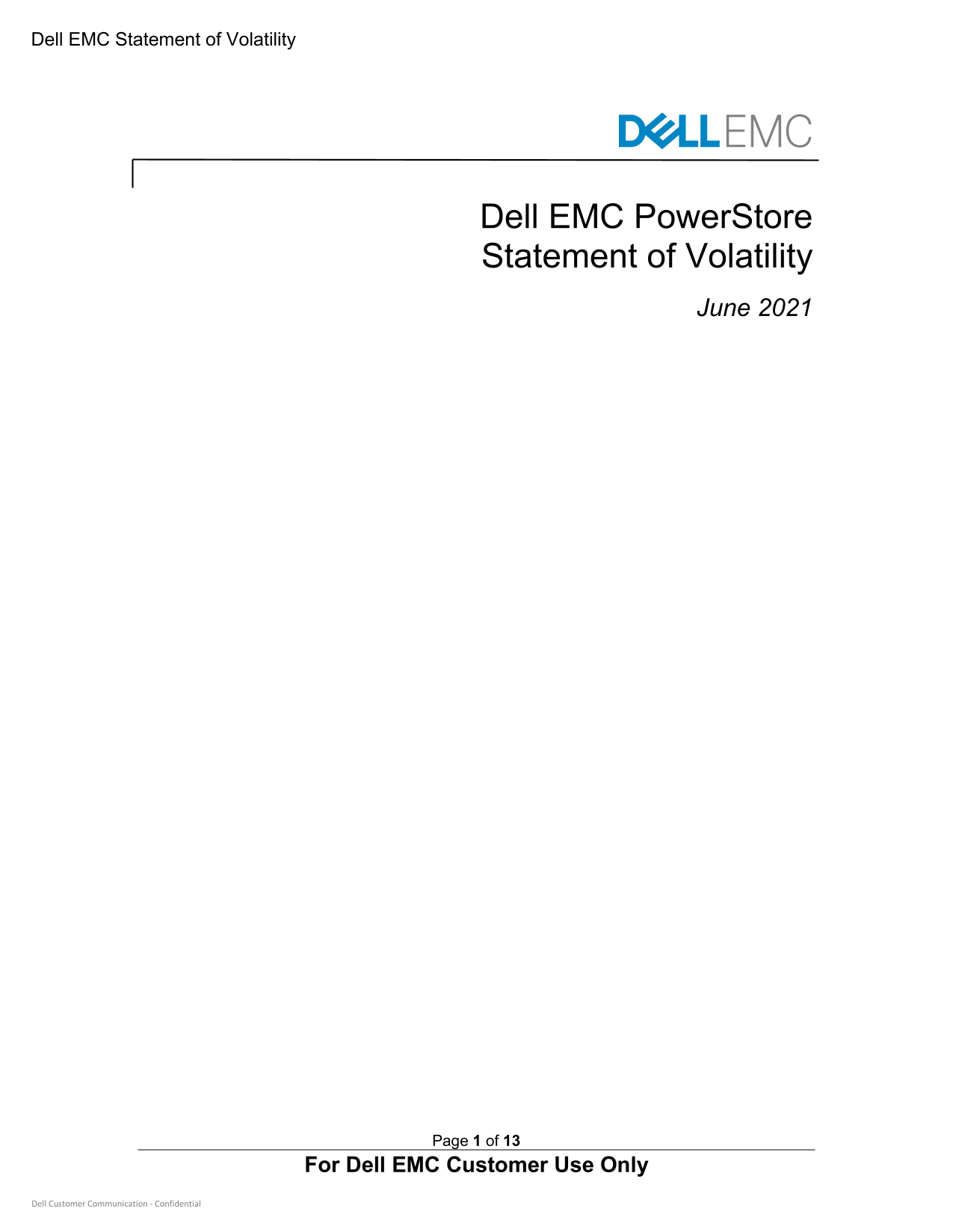 Dell EMC PowerStore Statement of Volatility User's Guide - Page 1