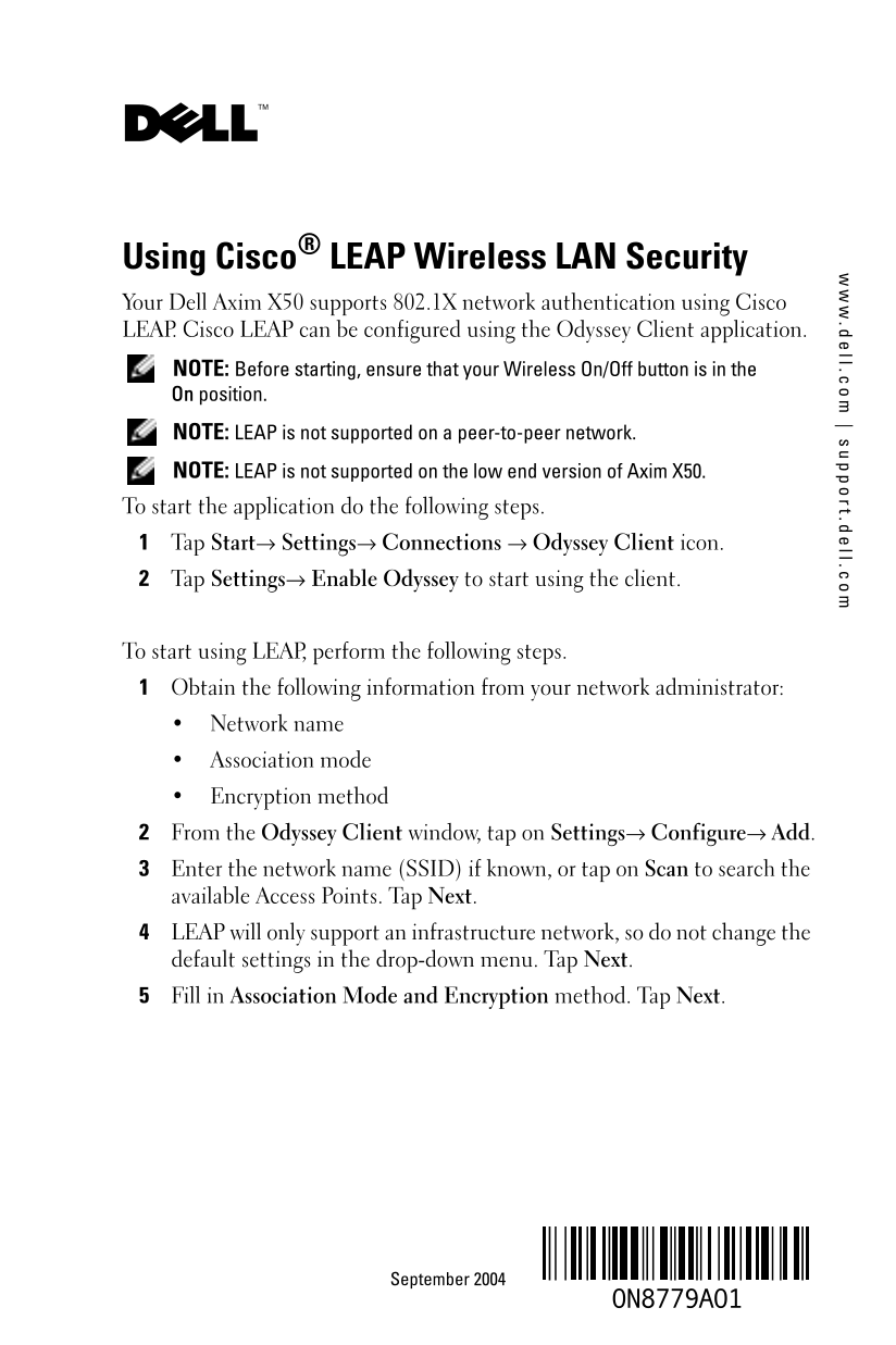 Dell Axim X50 Aktualizacja Informacji Owner's Manual - Page 1