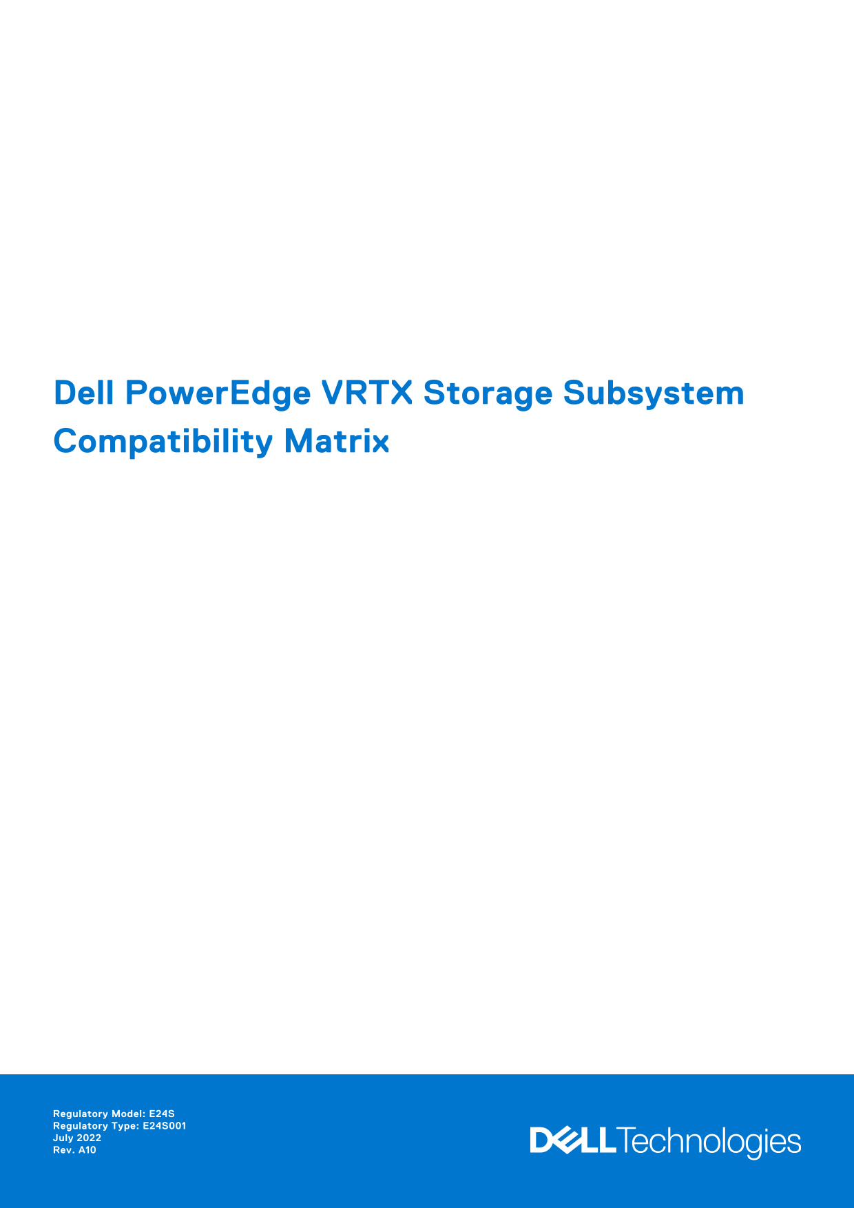 Dell PowerEdge VRTX Storage Subsystem Compatibility Matrix - Page 1