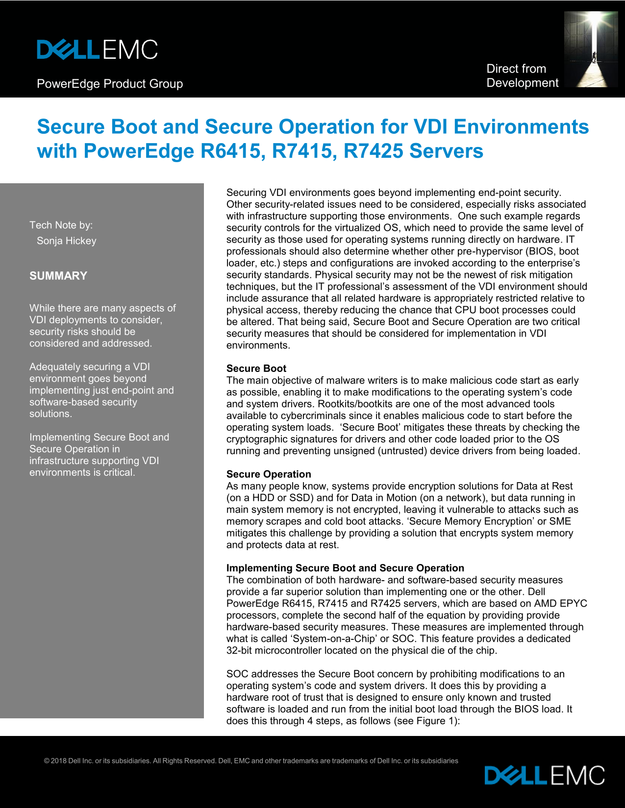 Dell Secure Boot and Secure Operation for VDI Environments with PowerEdge R6415, R7415, R7425 Servers Owner's Manual  - User Guide - Page 1