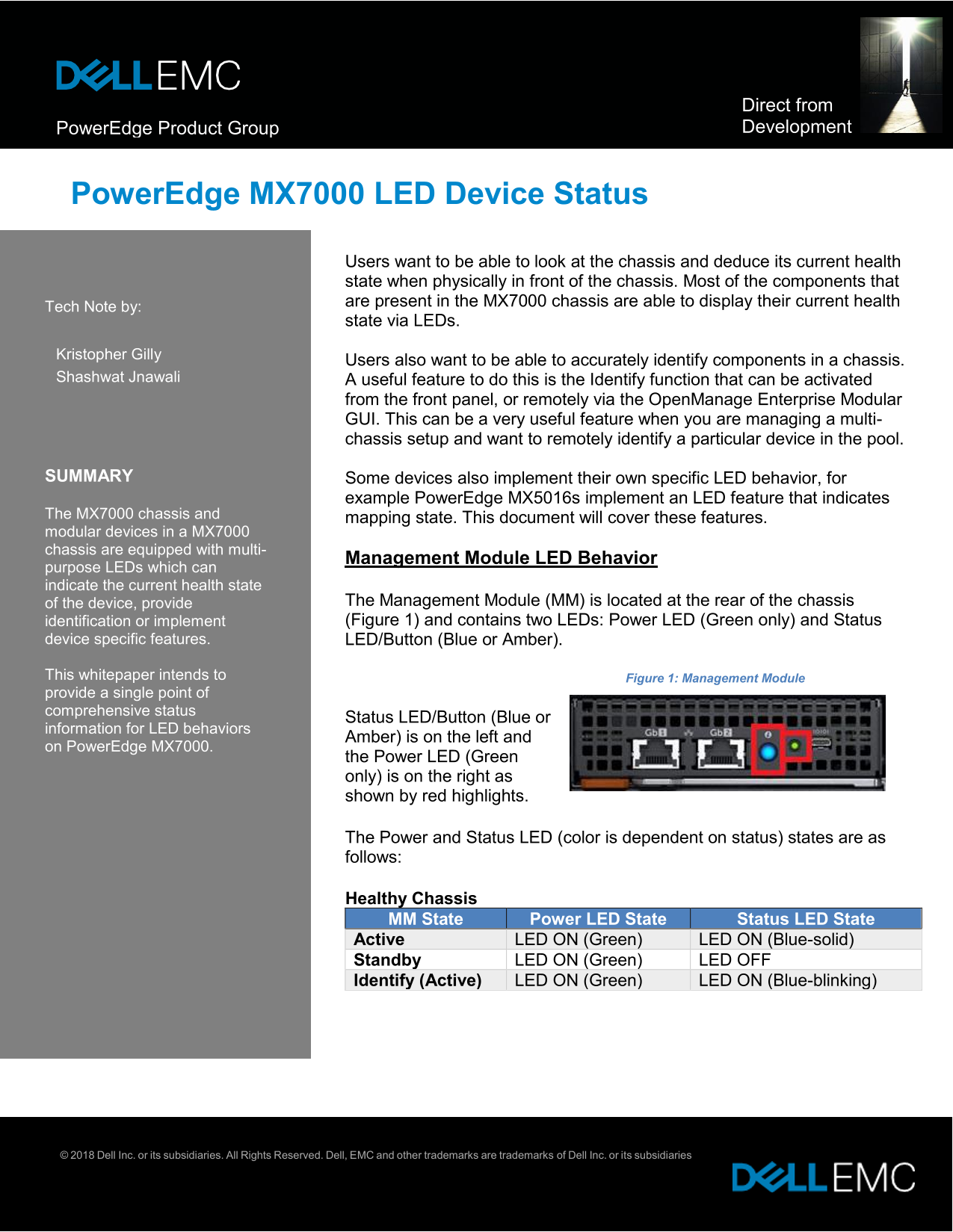 Dell Direct from Development – PowerEdge MX7000 LED Device Status Manual User Guide - Page 1