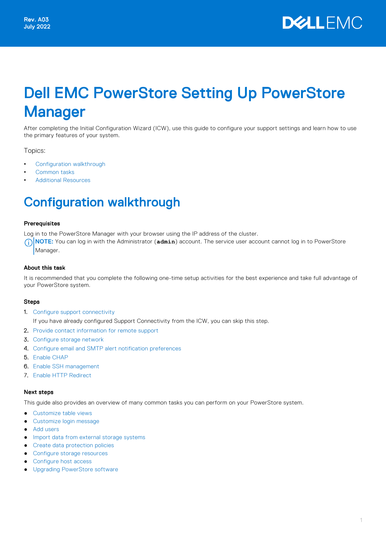Dell EMC PowerStore Setting Up PowerStore Manager User's Guide - Page 1