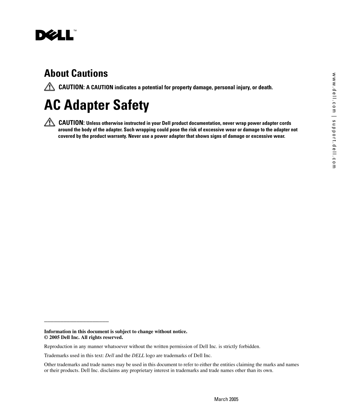 Dell AC Adapter Product Manual - Page 1