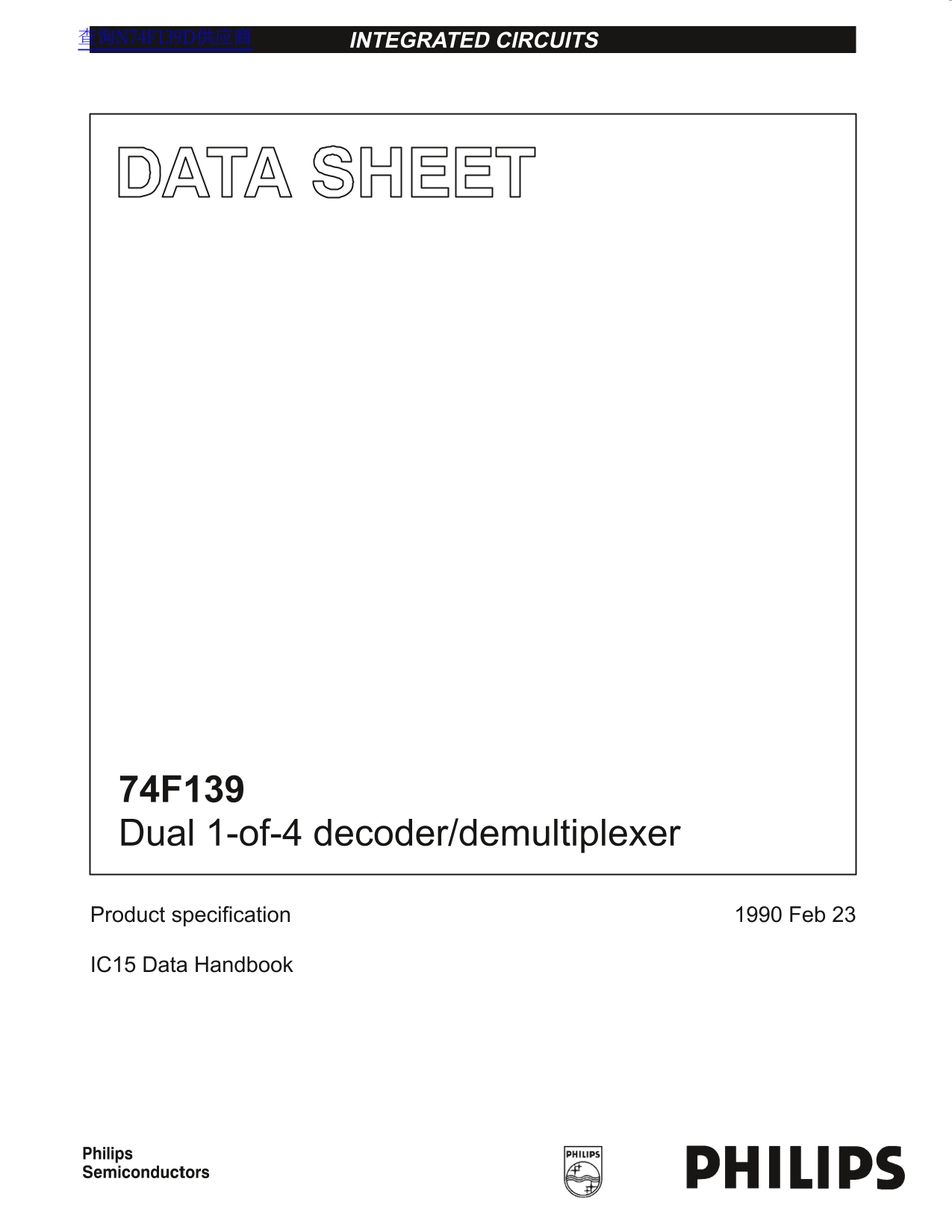 PHILIPS 74F139 Data Sheet - Page 1