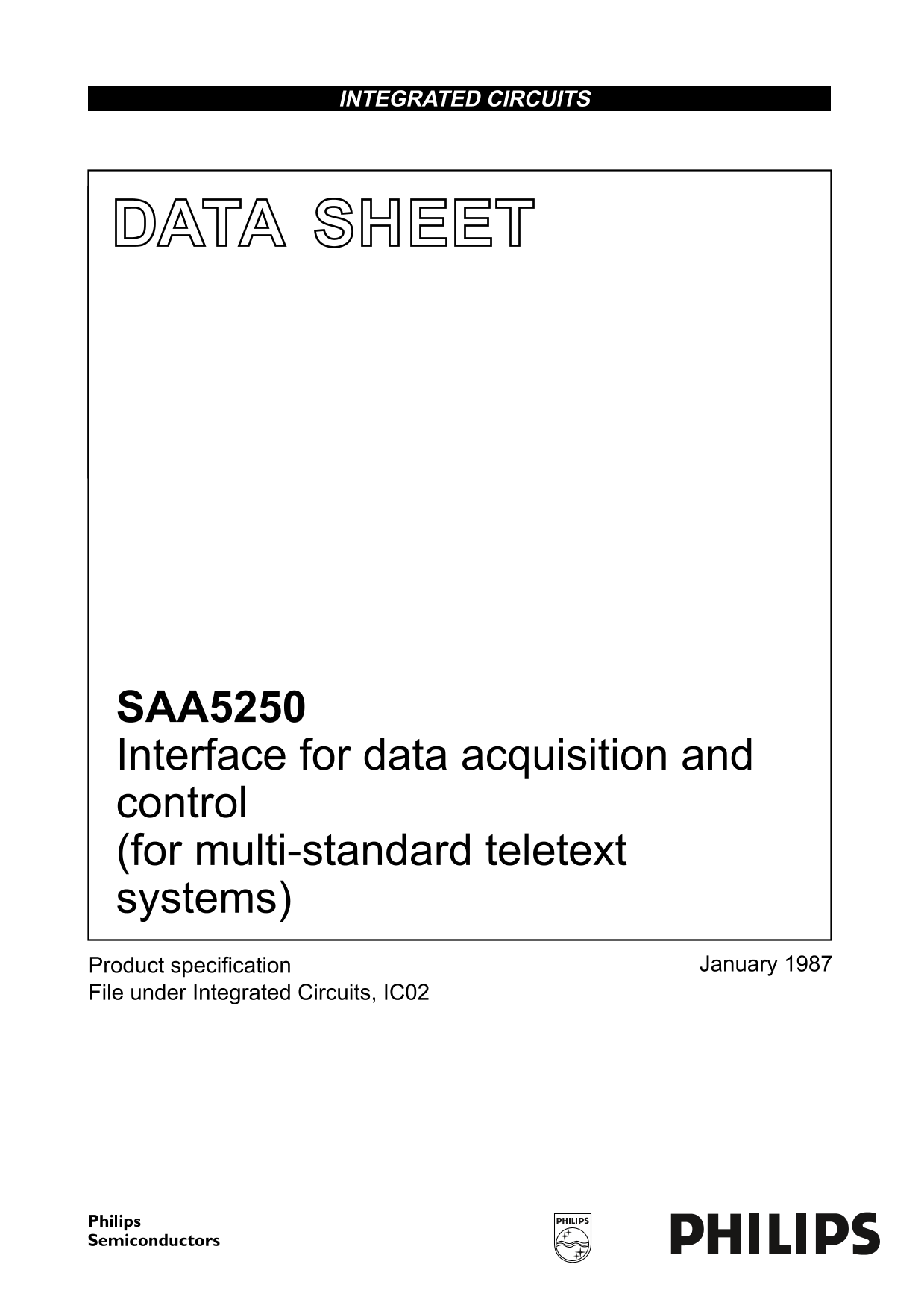 Philips SAA5250 Data Sheet - Page 1