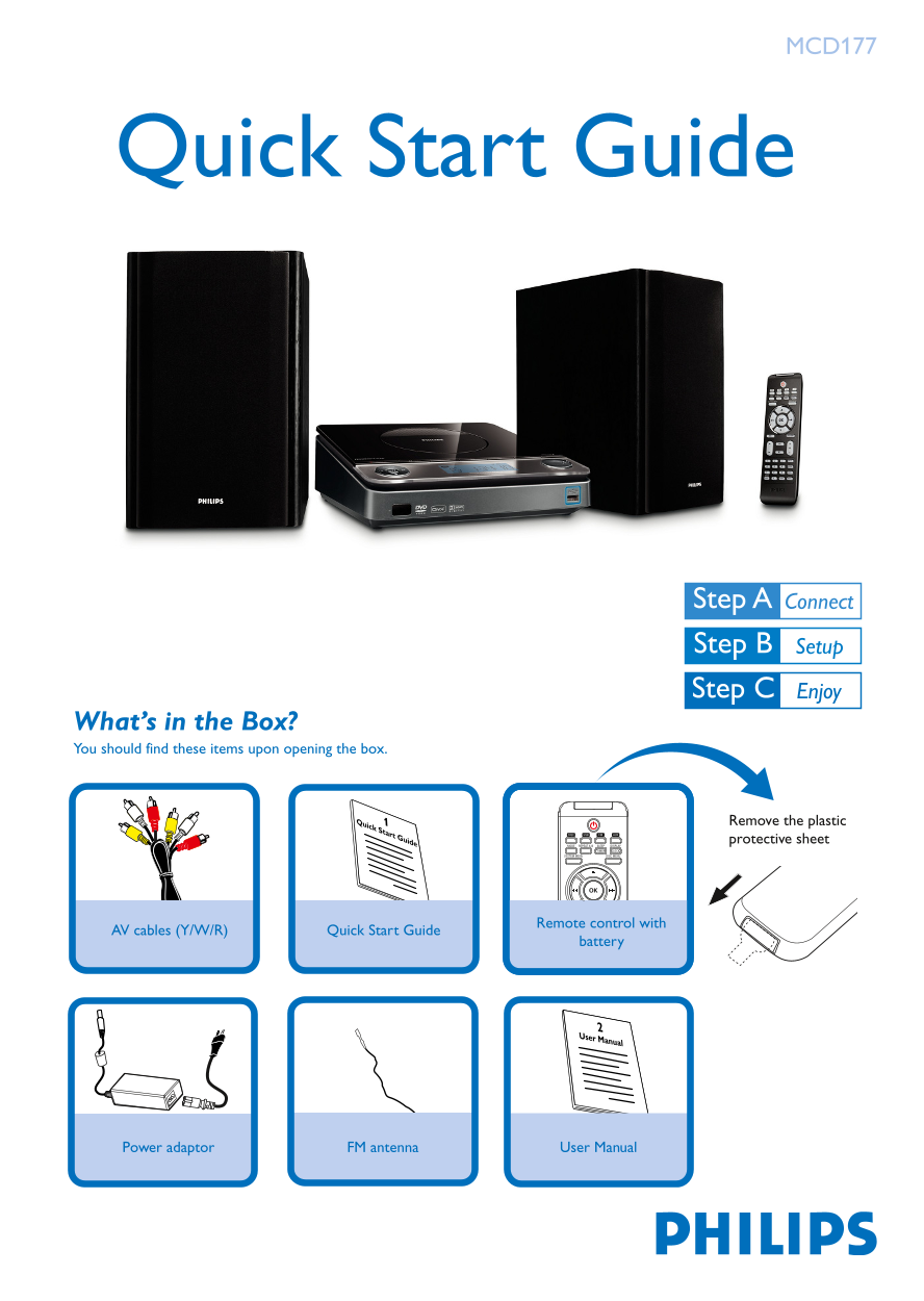 PHILIPS MCD177 Quick User Guide (English) - Page 1